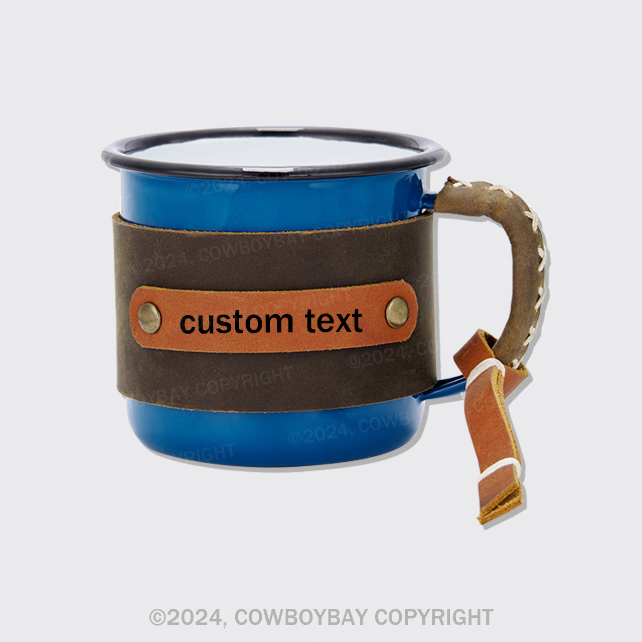 Custom Leather Vintage Mug Enamel Cup