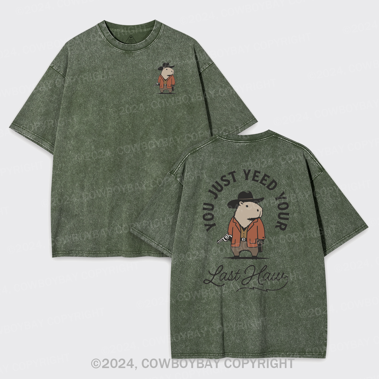 Funny Capybara Cowboy Garment-dye Tees