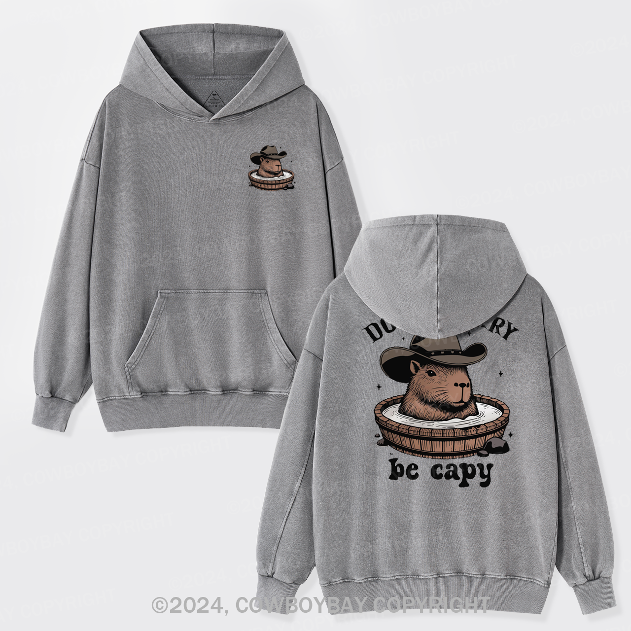 Don't Worry Be Capy Garment-Dye Hoodies