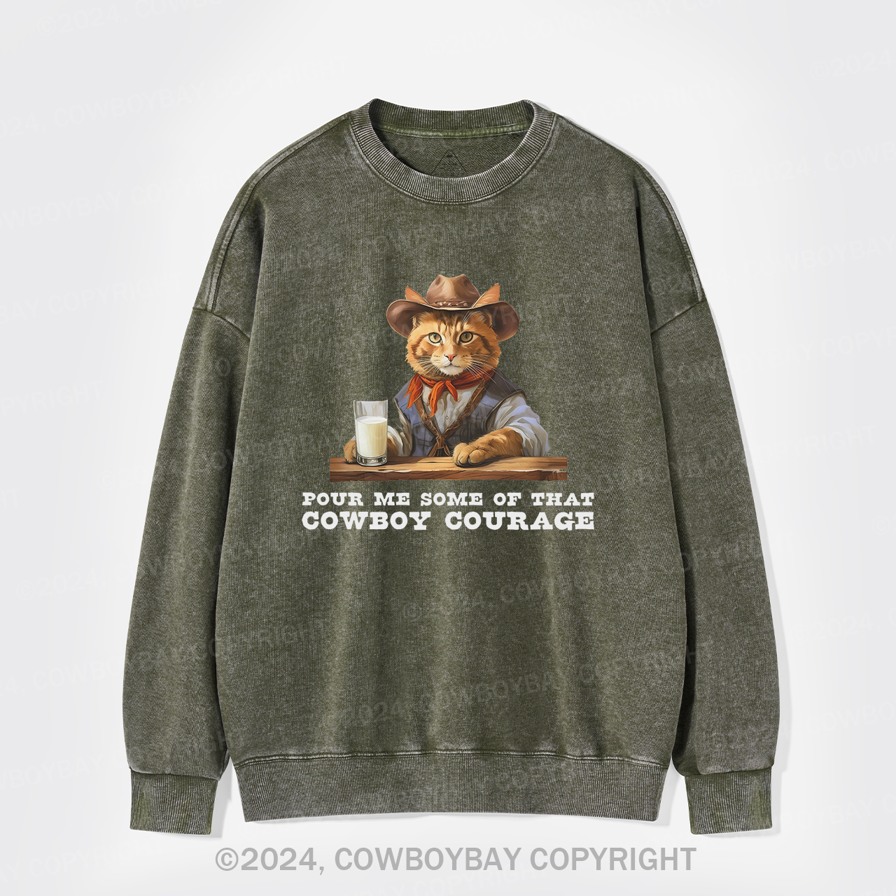 Pour Me Some Of That Cowboy Courage Washed Sweatshirts