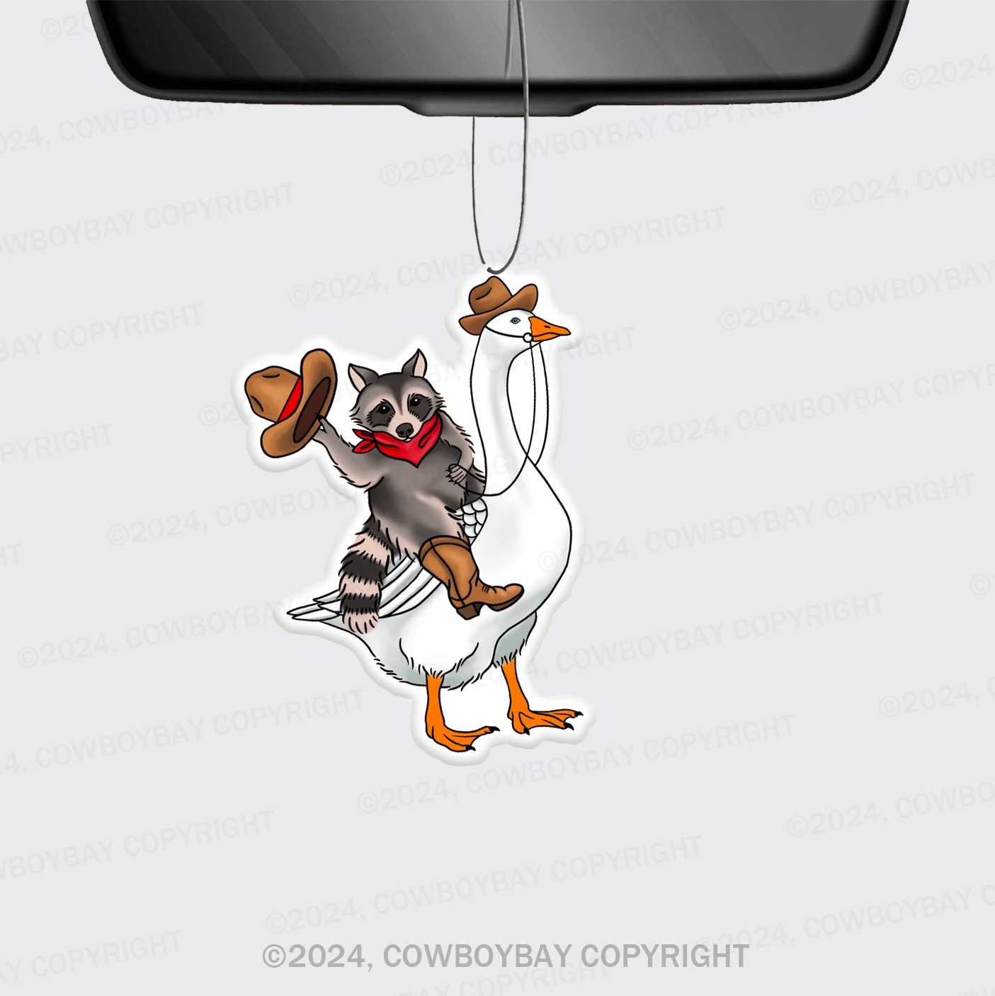 Cowboy Raccoon On A Goose Car Air Freshener