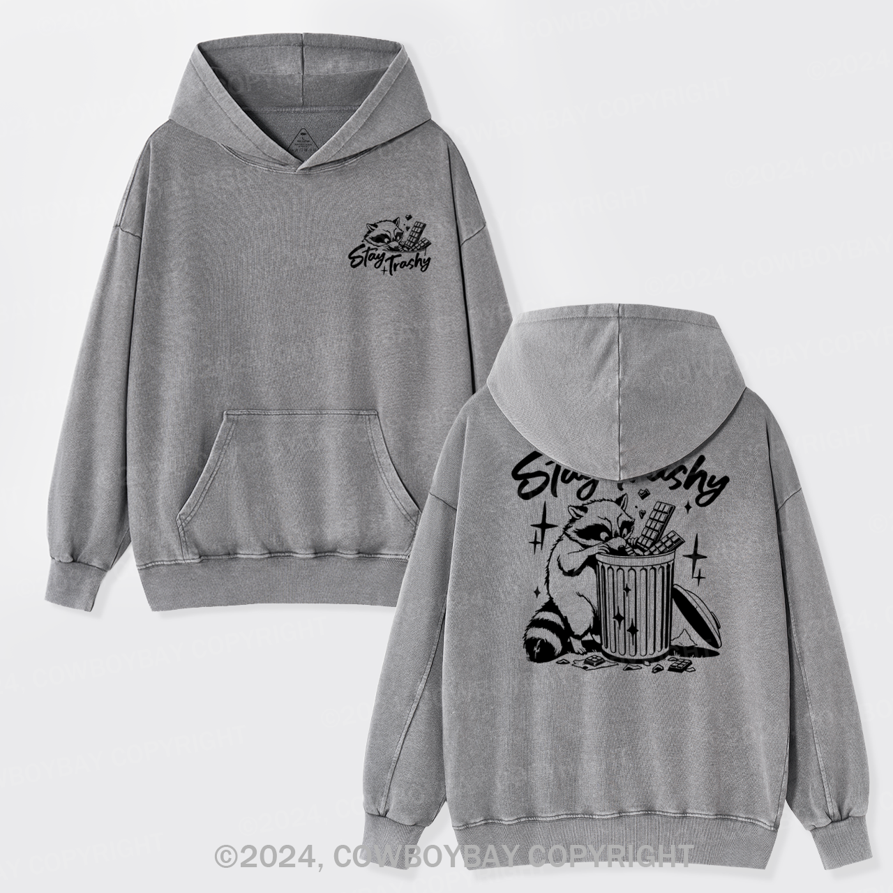 Retro Stay Trashy Garment-Dye Hoodies