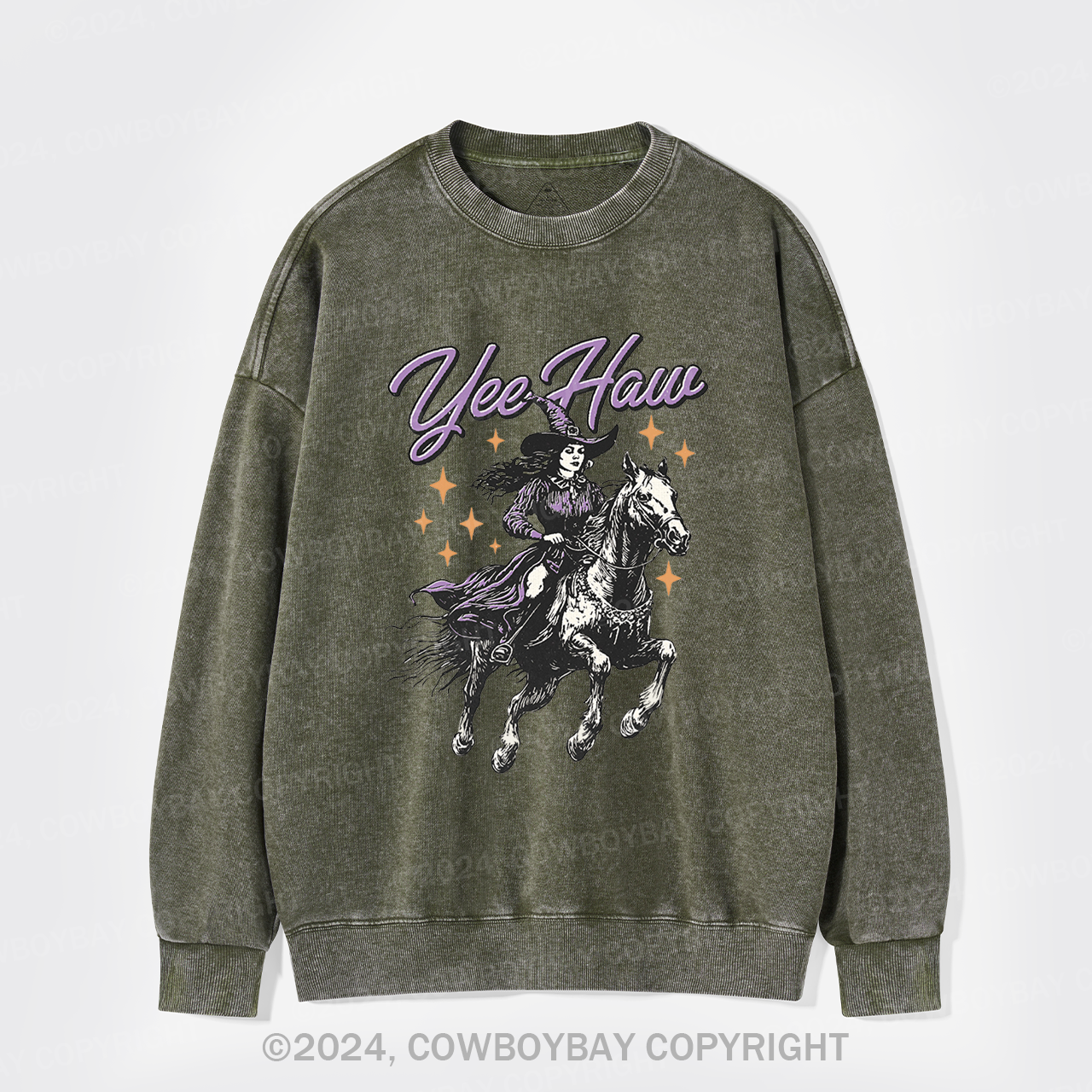 Yee Haw,Halloween Cowgirl Washed Sweatshirts