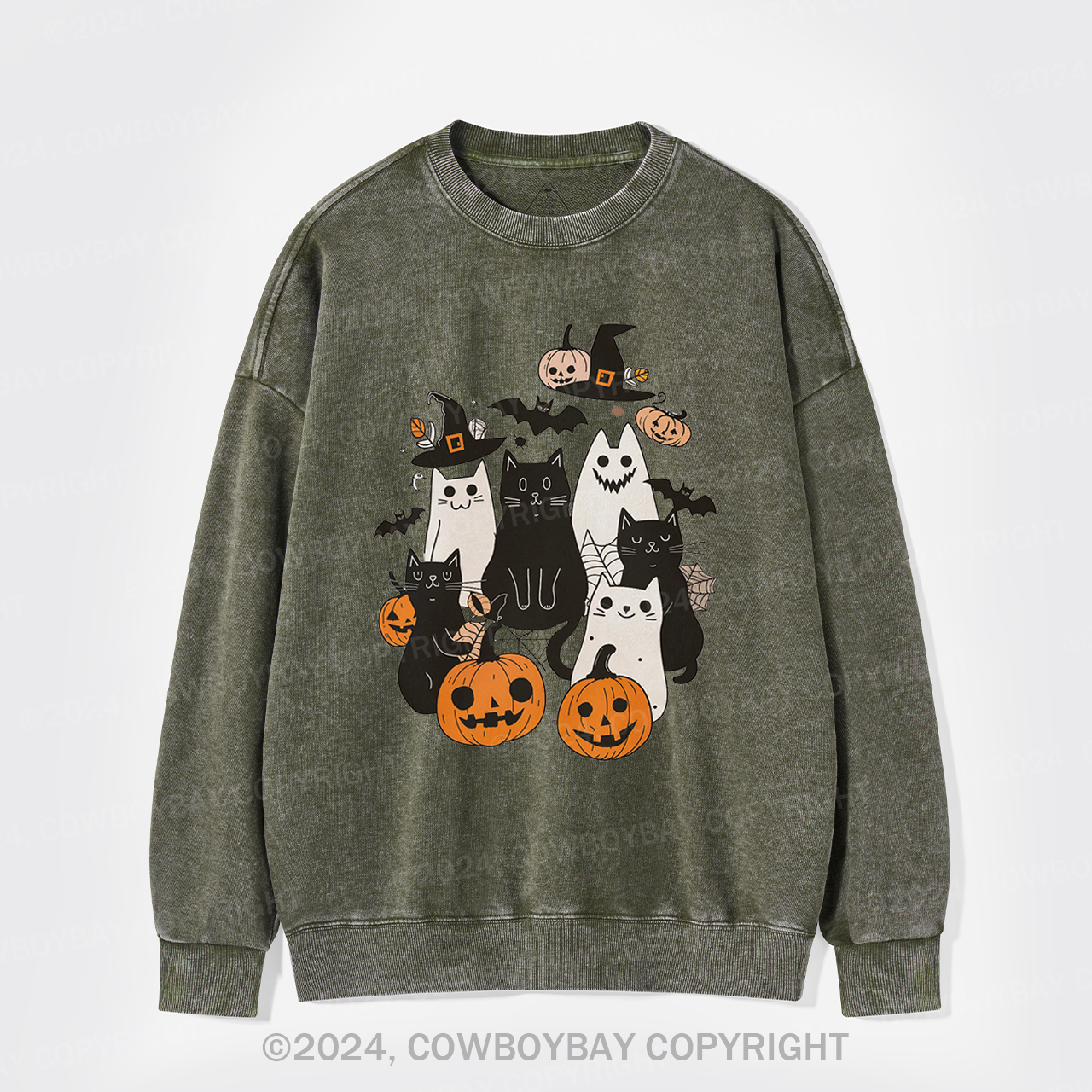 Halloween Cute Ghost Boo Washed Sweatshirts