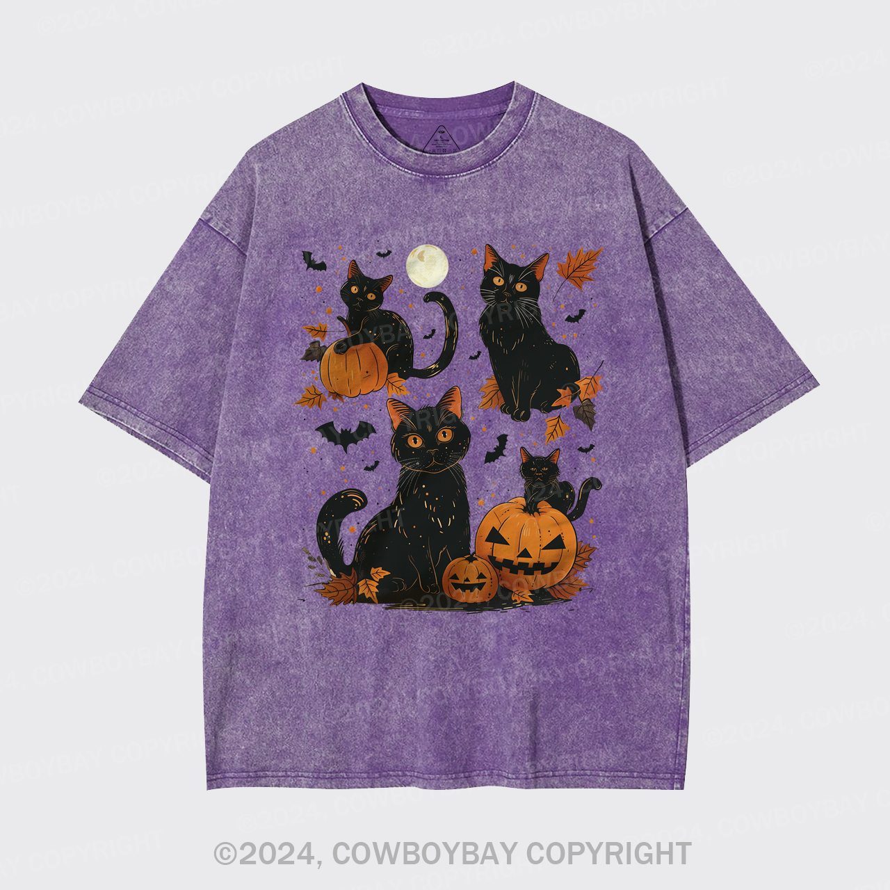 Black Cat Pumpkin Garment-dye Tees