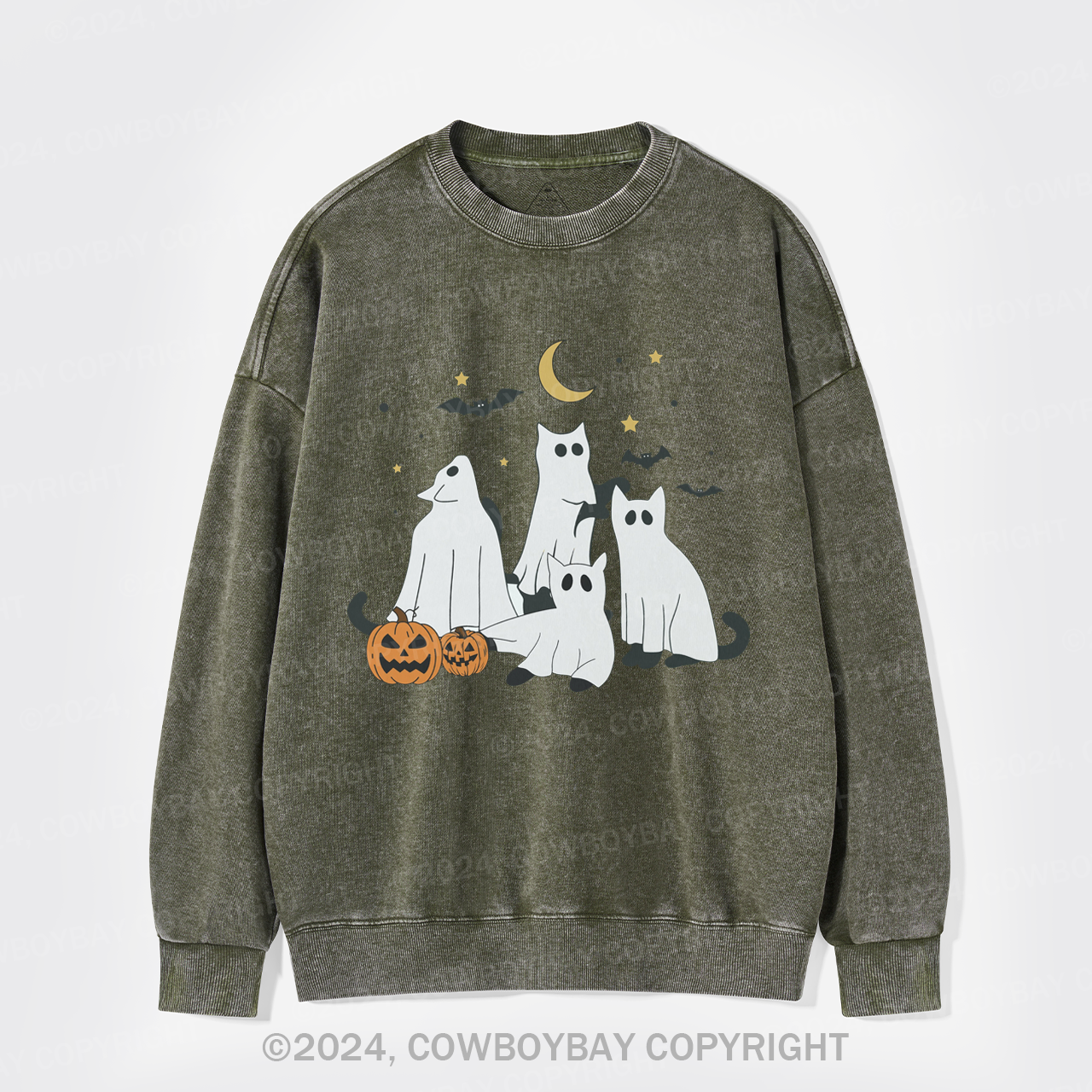 Halloween Cat Washed Sweatshirts