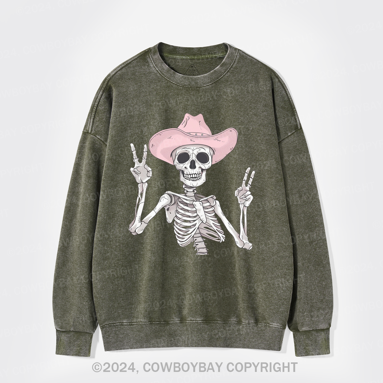 The Pink Skull Is Halloween Washed Sweatshirts