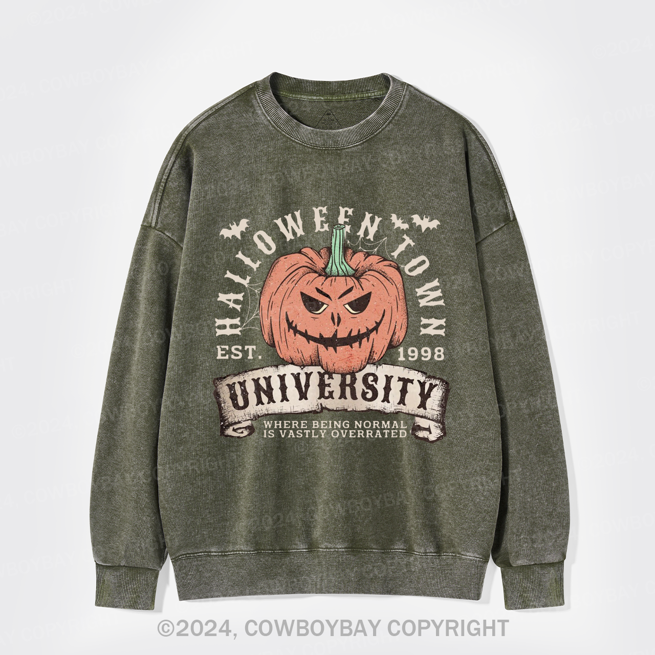 Halloween Town Fall Pumpkin Washed Sweatshirts