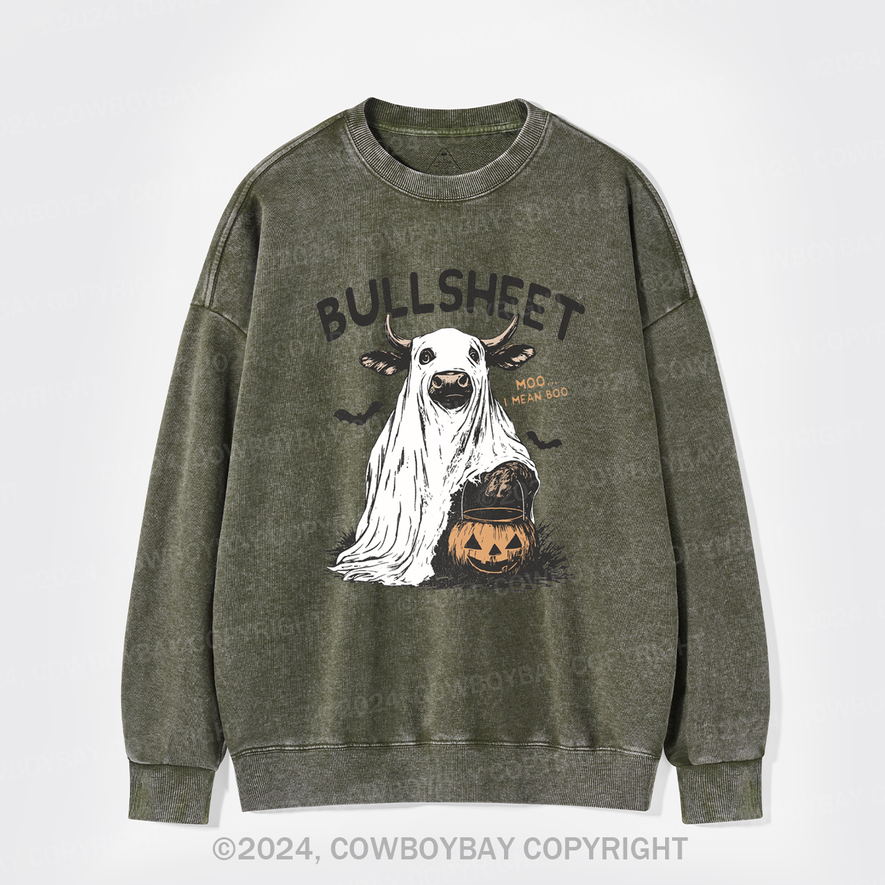 Funny Halloween Bullsheet Washed Sweatshirts