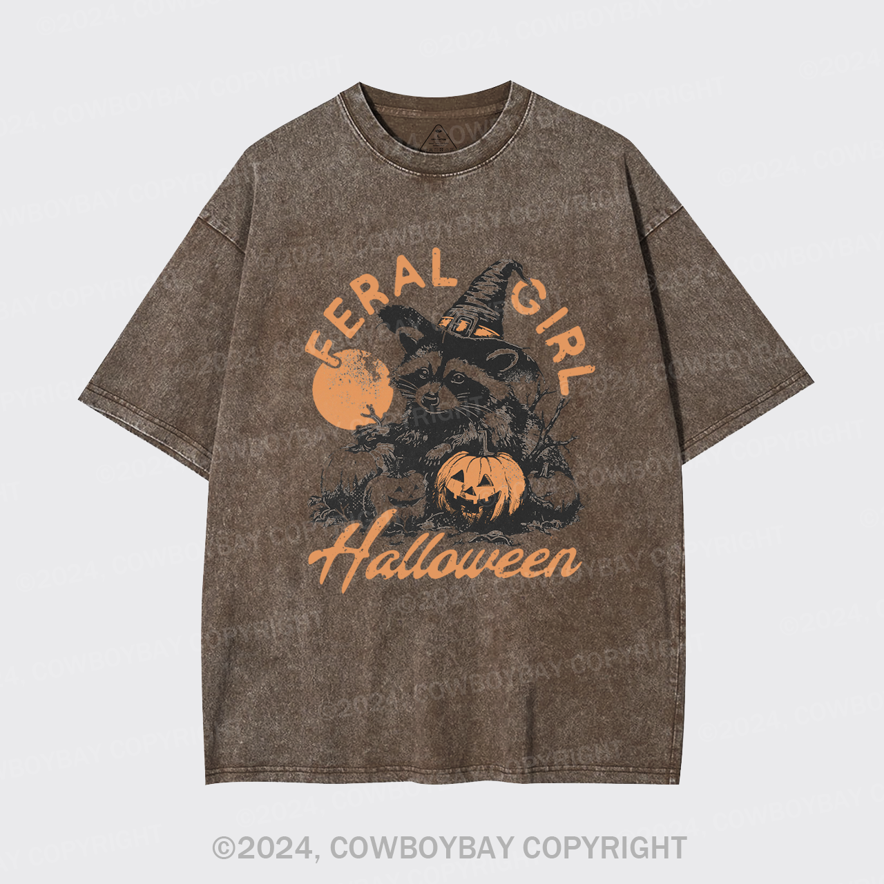 Halloween Feral girl Raccoon Garment-dye Tees