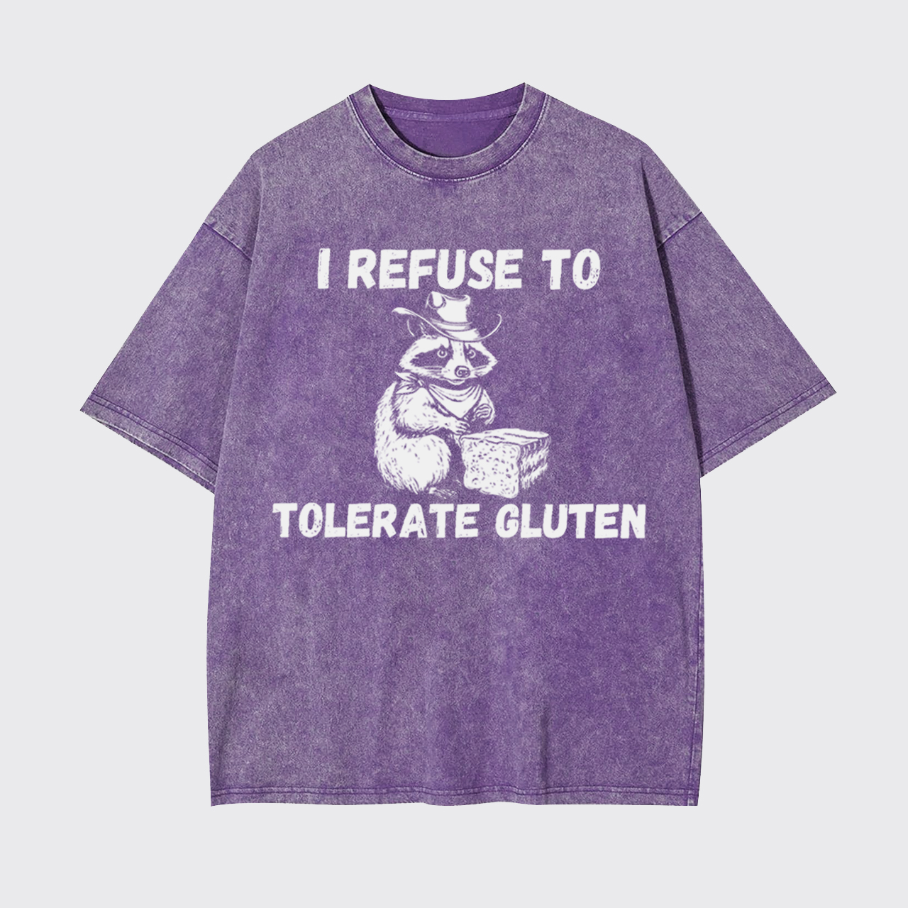 Raccoon Refuse To Tolerate Gluten Garment-dye Tees