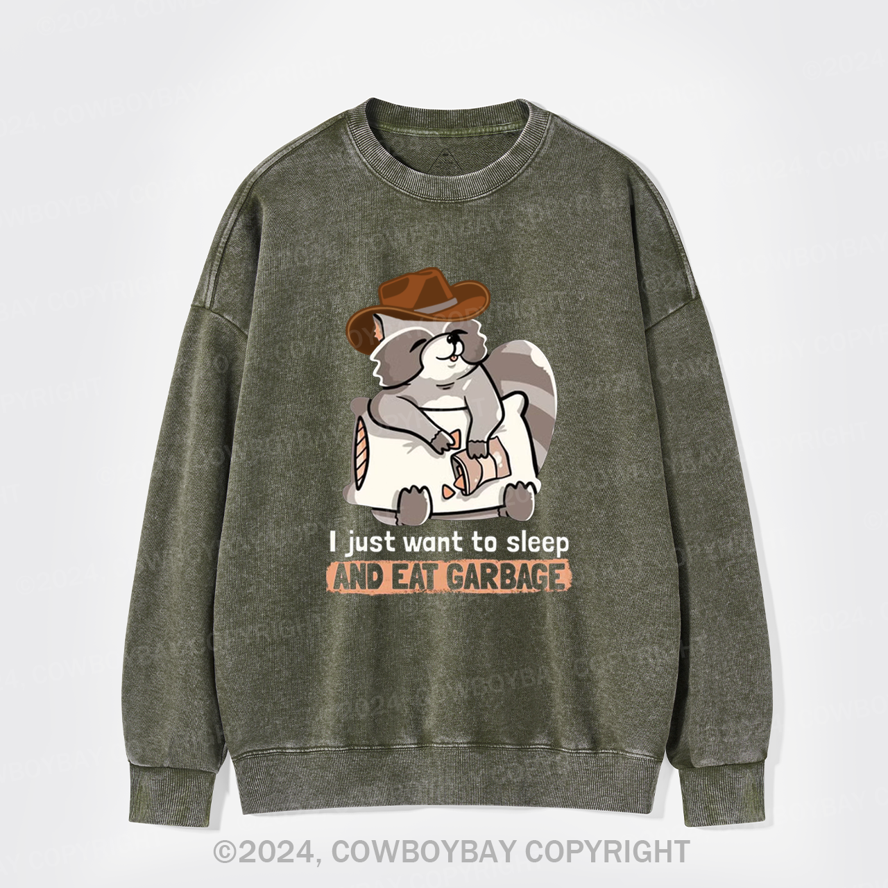 Sleep And Eat Garbage Washed Sweatshirts