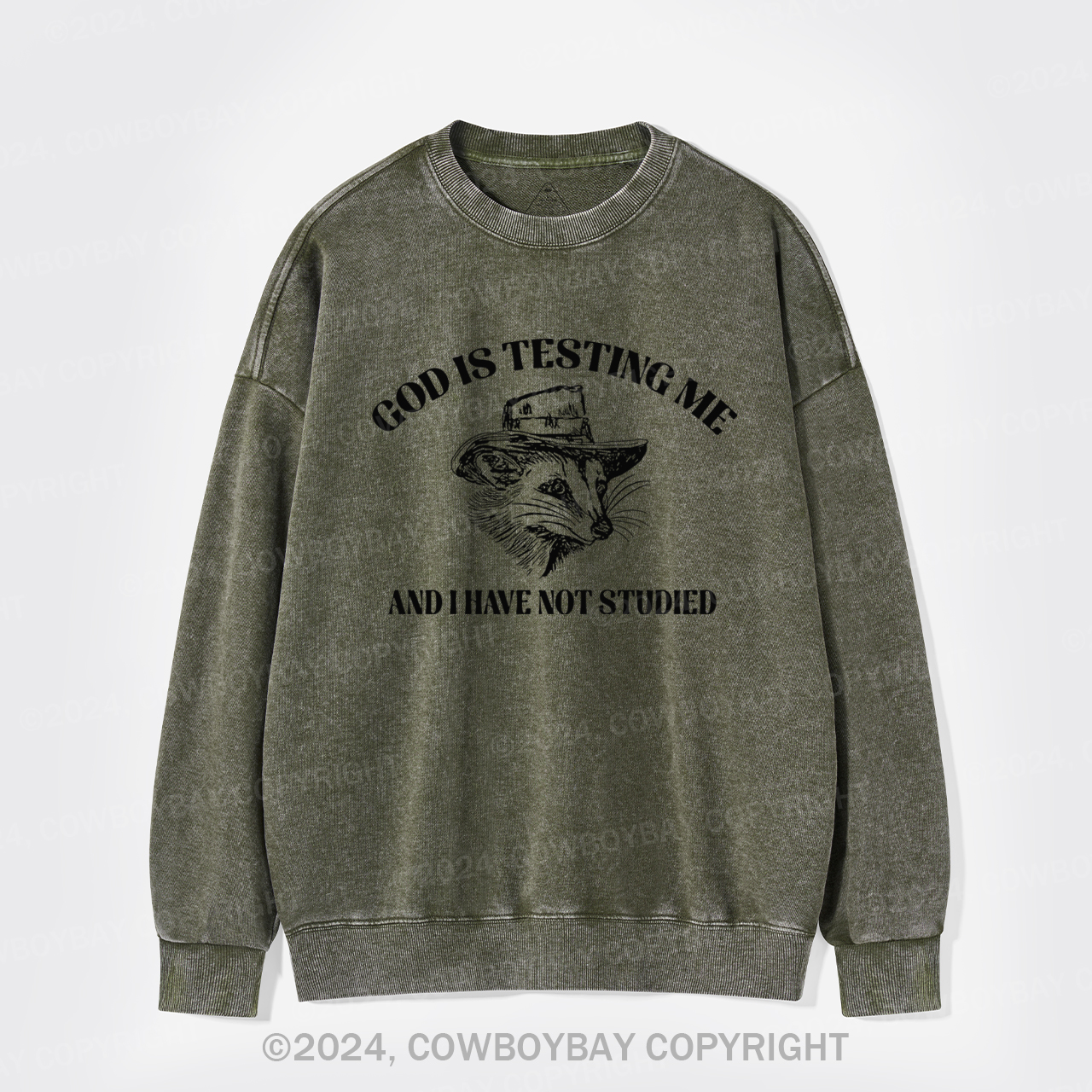 God Is Testing Me Funny Washed Sweatshirts