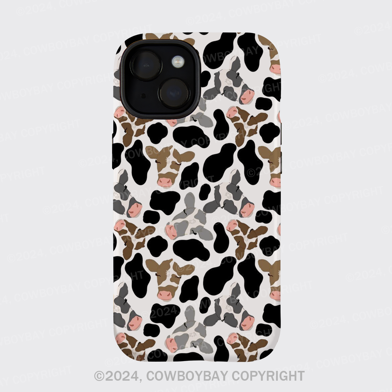 Cow Pattern Tri-color Phone Case