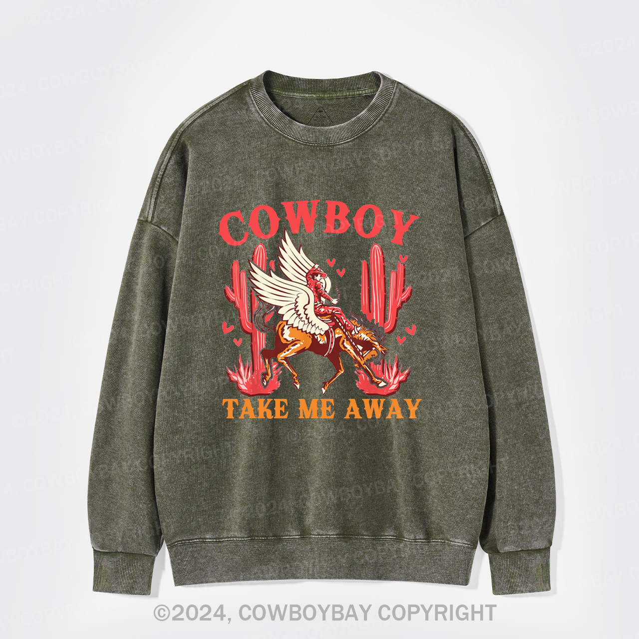Wild West Cowboy Take Me Away Washed Sweatshirts