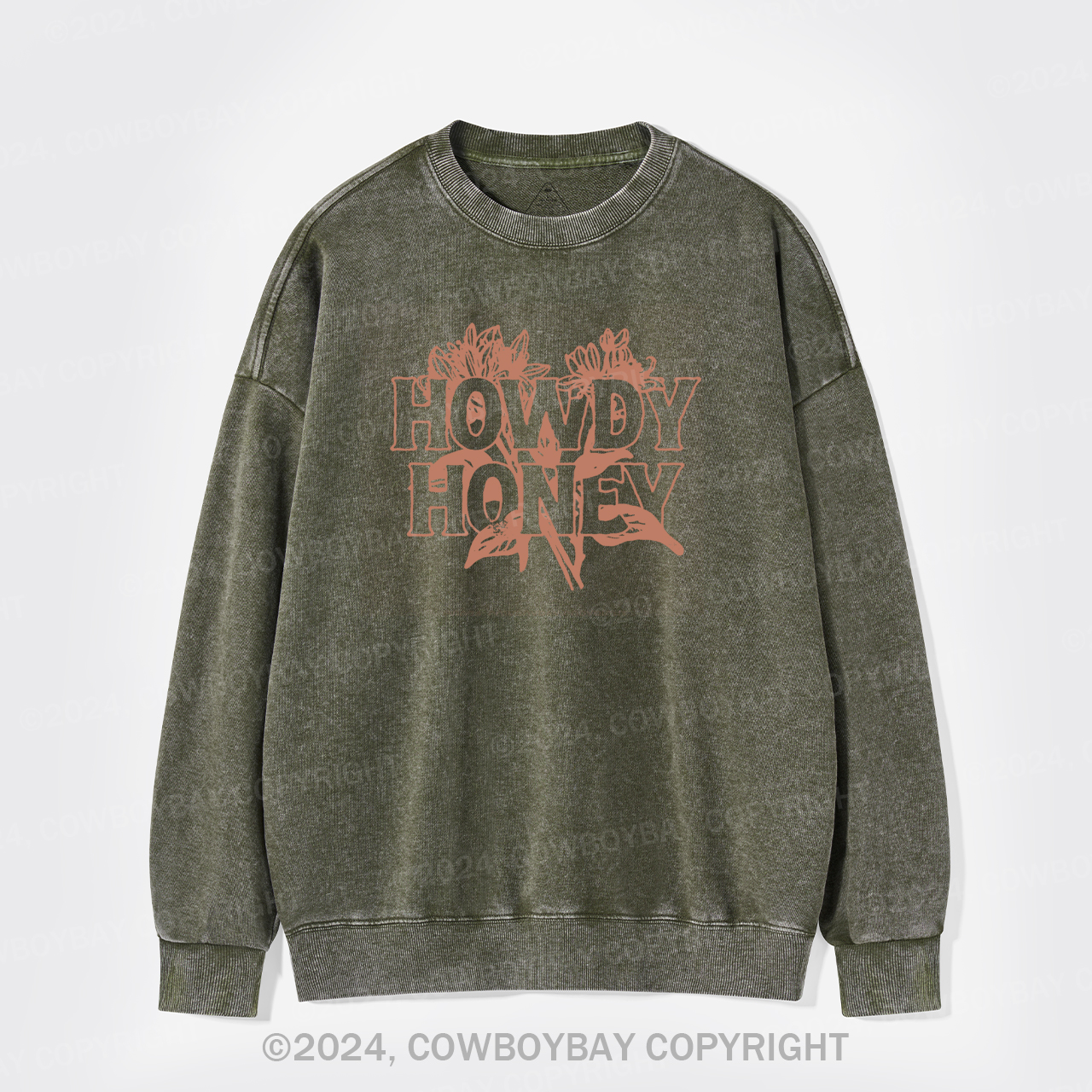 Howdy Honey Honeysuckle Plant Washed Sweatshirts