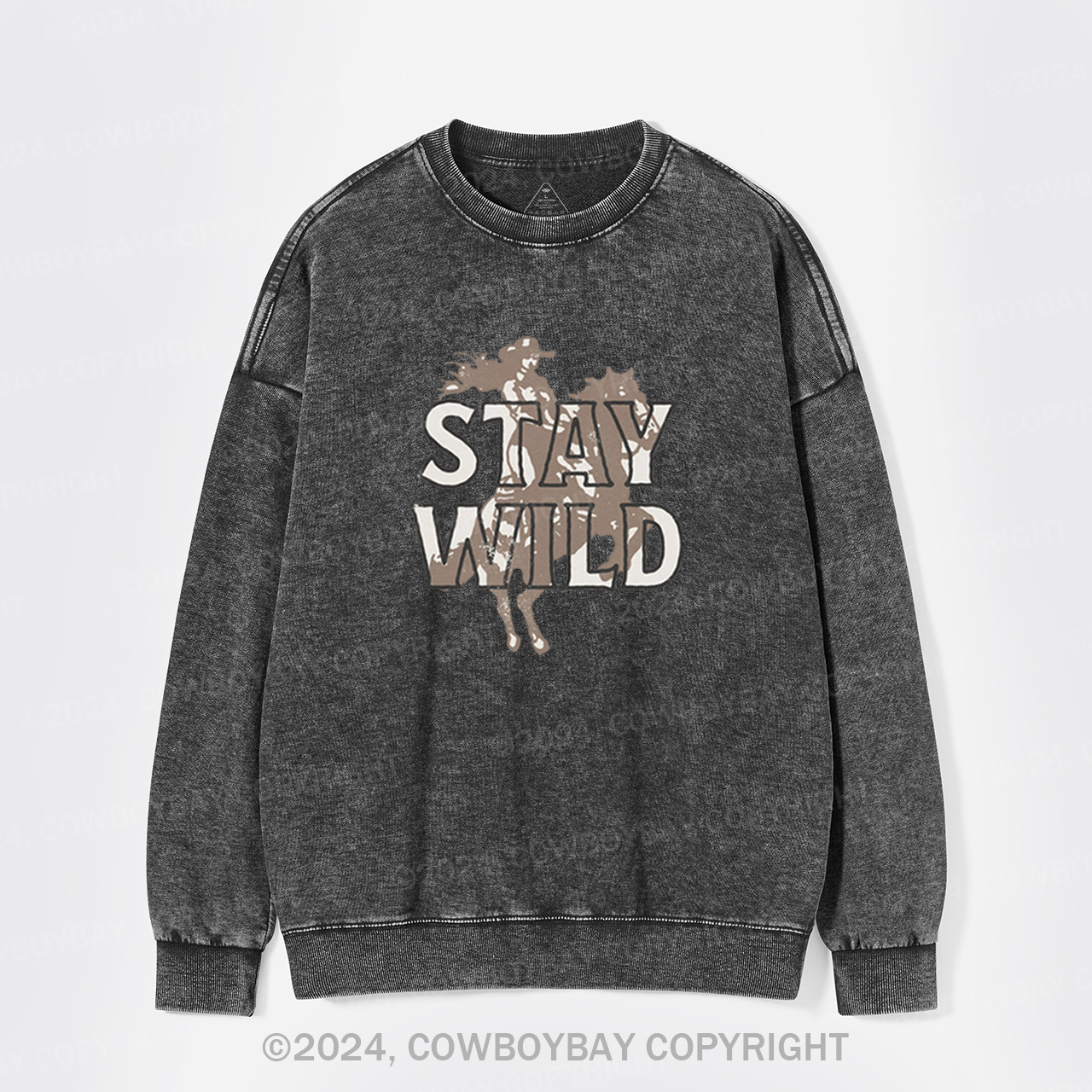 Stay Wild Cowgirl Horse Western Washed Sweatshirts