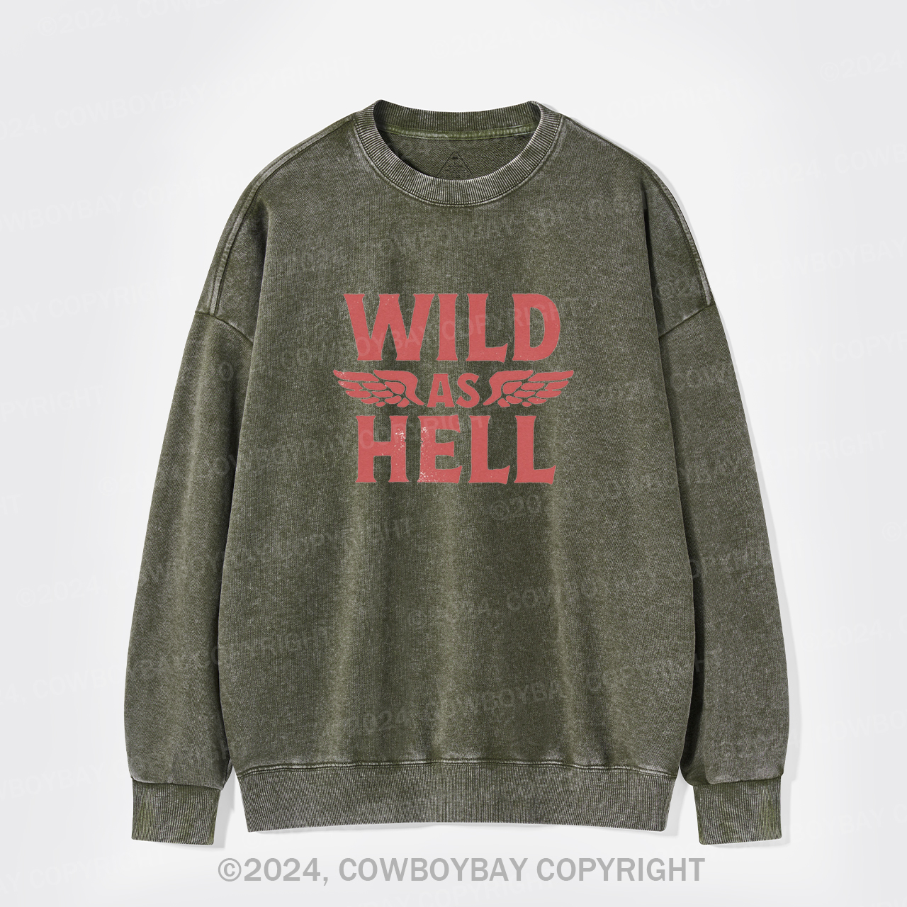 Wild As Hell Wings Rock N Roll Cowgirl Washed Sweatshirts