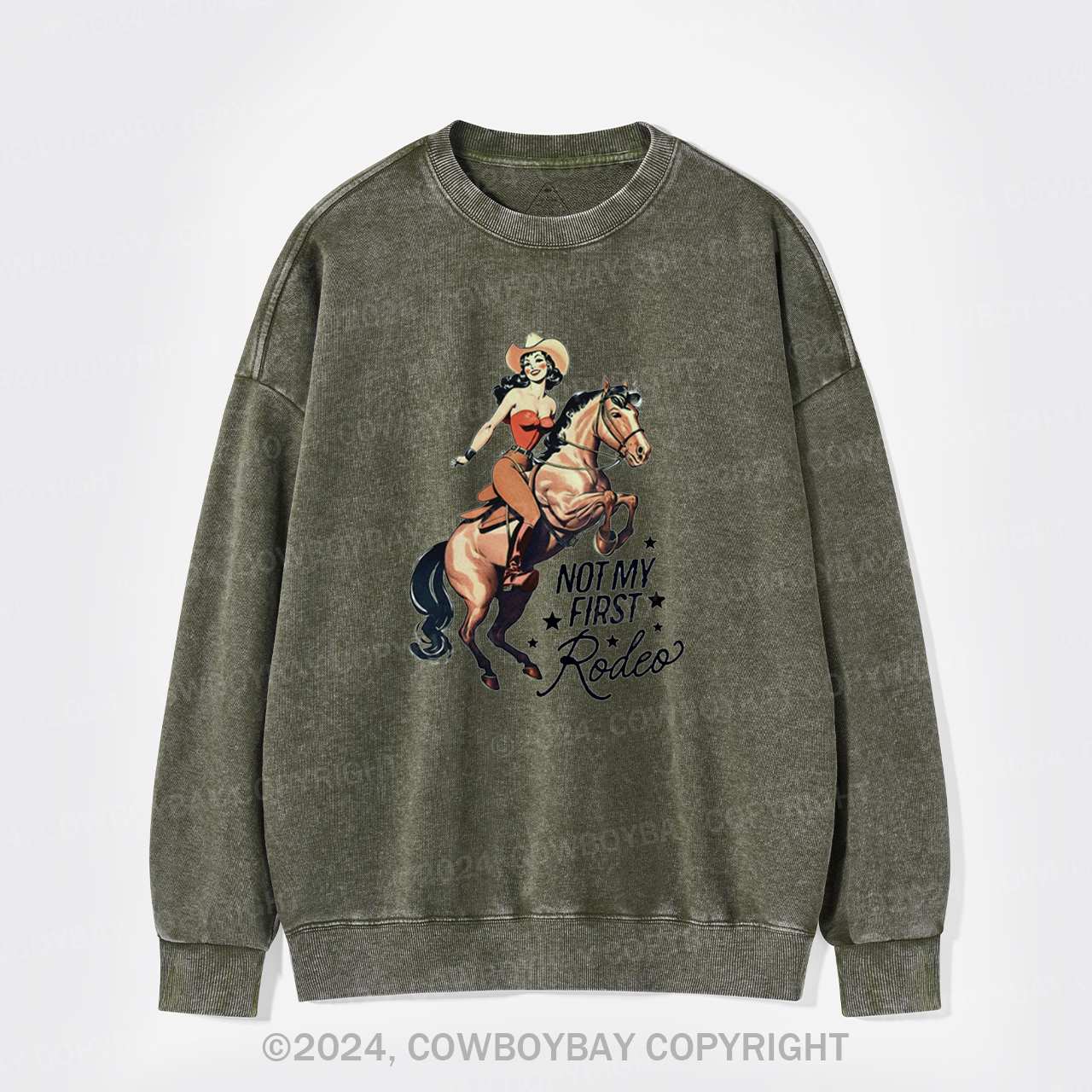 Retro Rodeo Cowgirl Washed Sweatshirts
