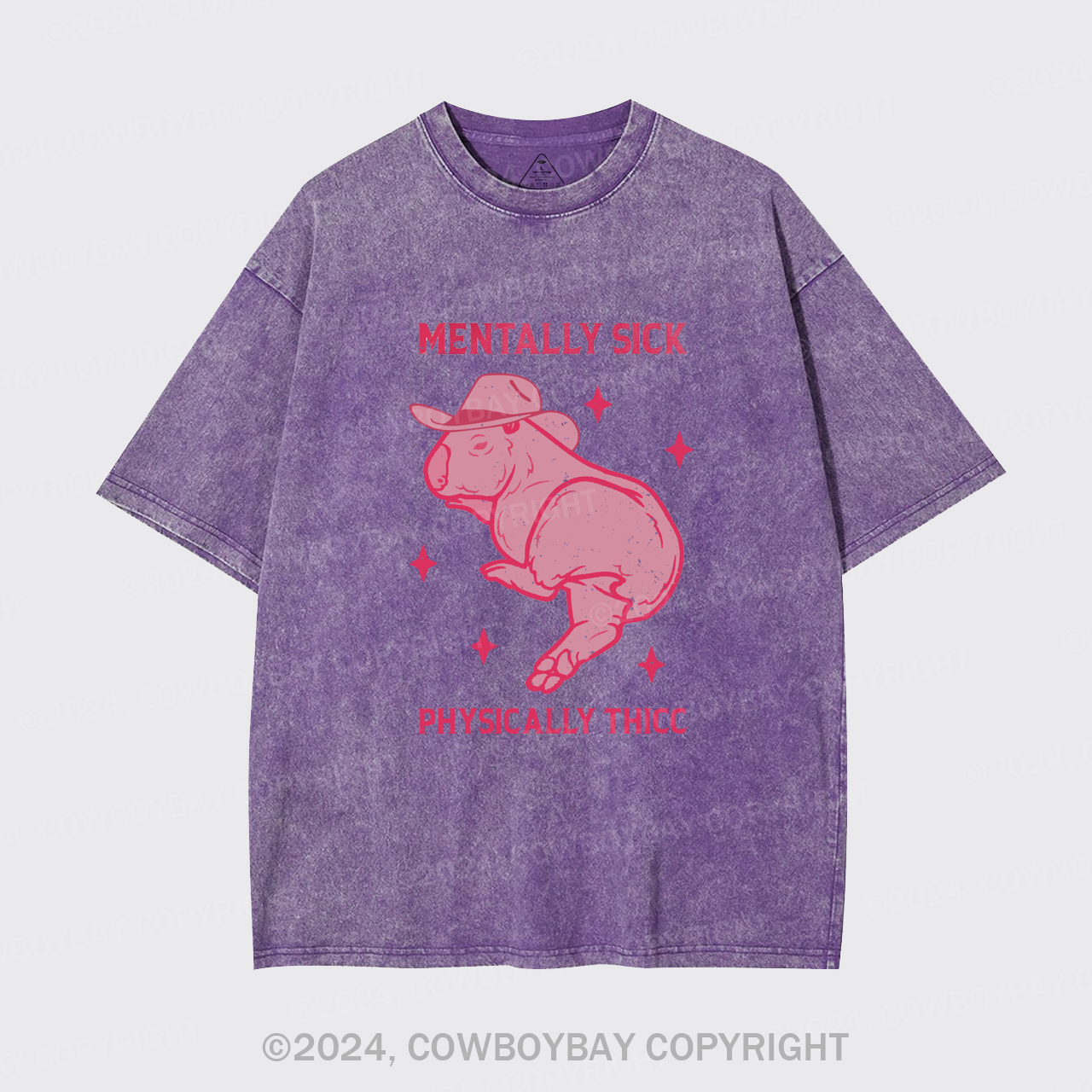Mentally Sick Physically Thicc Capybara Garment-dye Tees