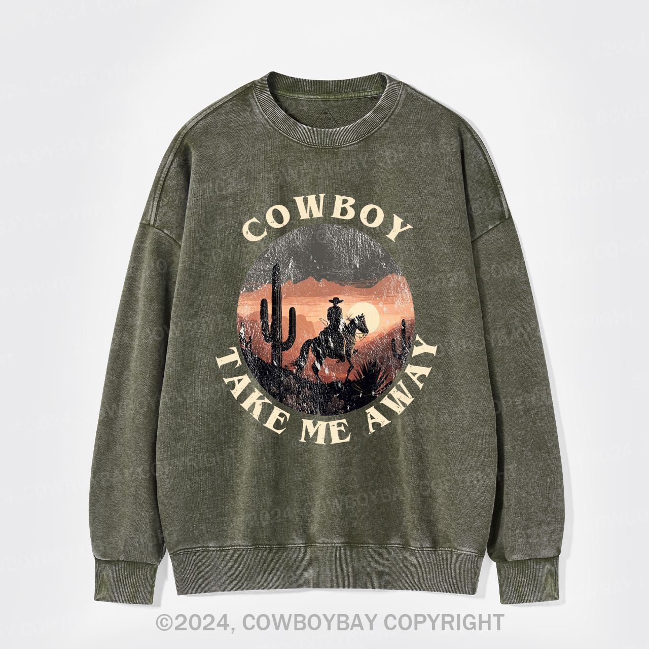 Cowboy Take Me Away Cute Farm Washed Sweatshirts
