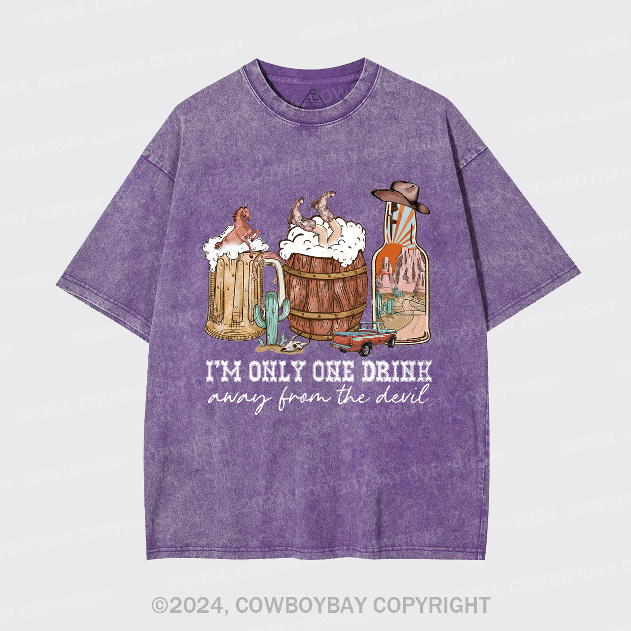 I'm Only One Drink Away From The Devil Garment-dye Tees