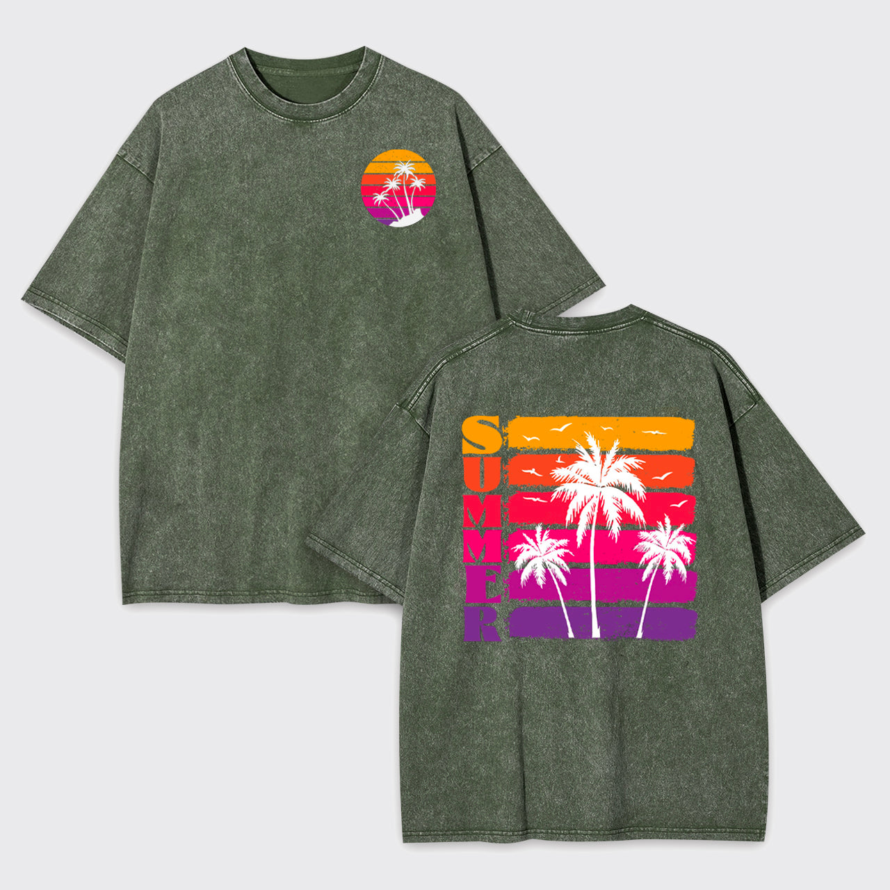 Palm Trees And Sunset Garment-dye Tees
