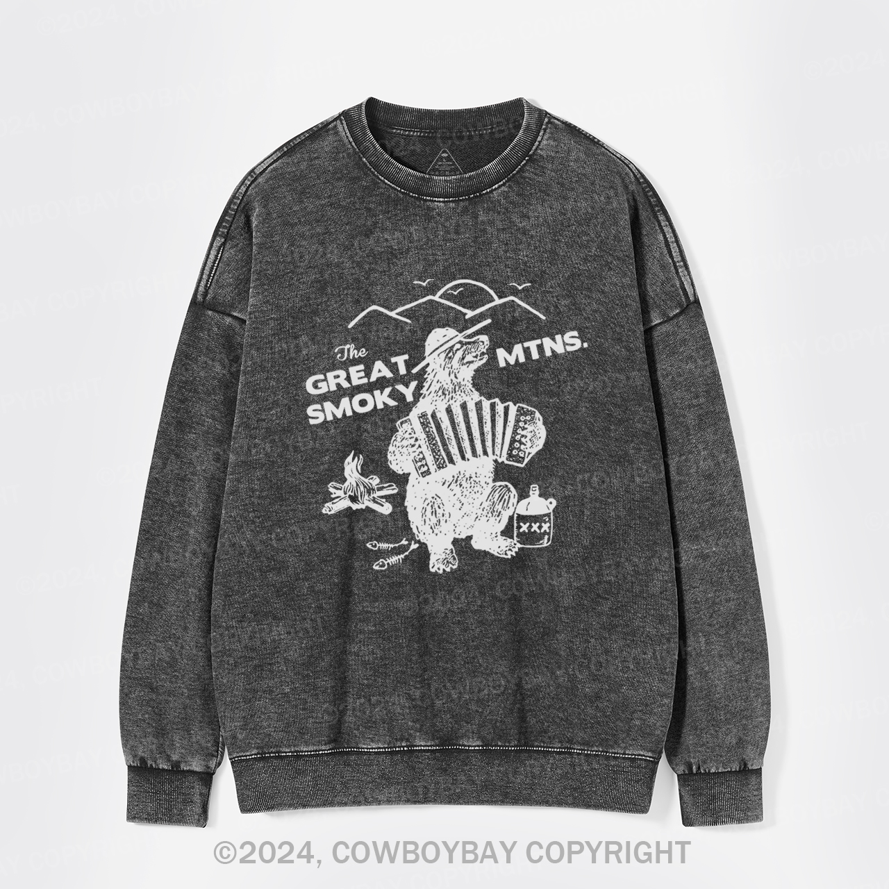 Smoky Bluegrass Grizzly Bear Washed Sweatshirts
