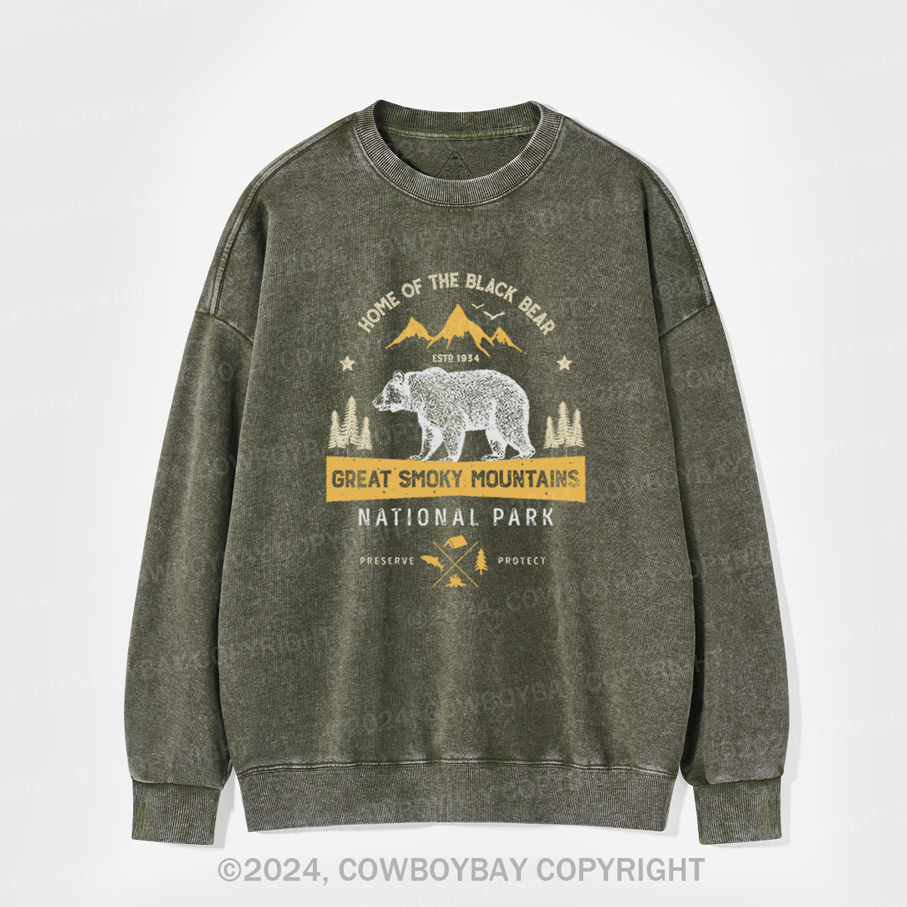 Great Smoky Mountains Home Of The Black Bear Washed Sweatshirts