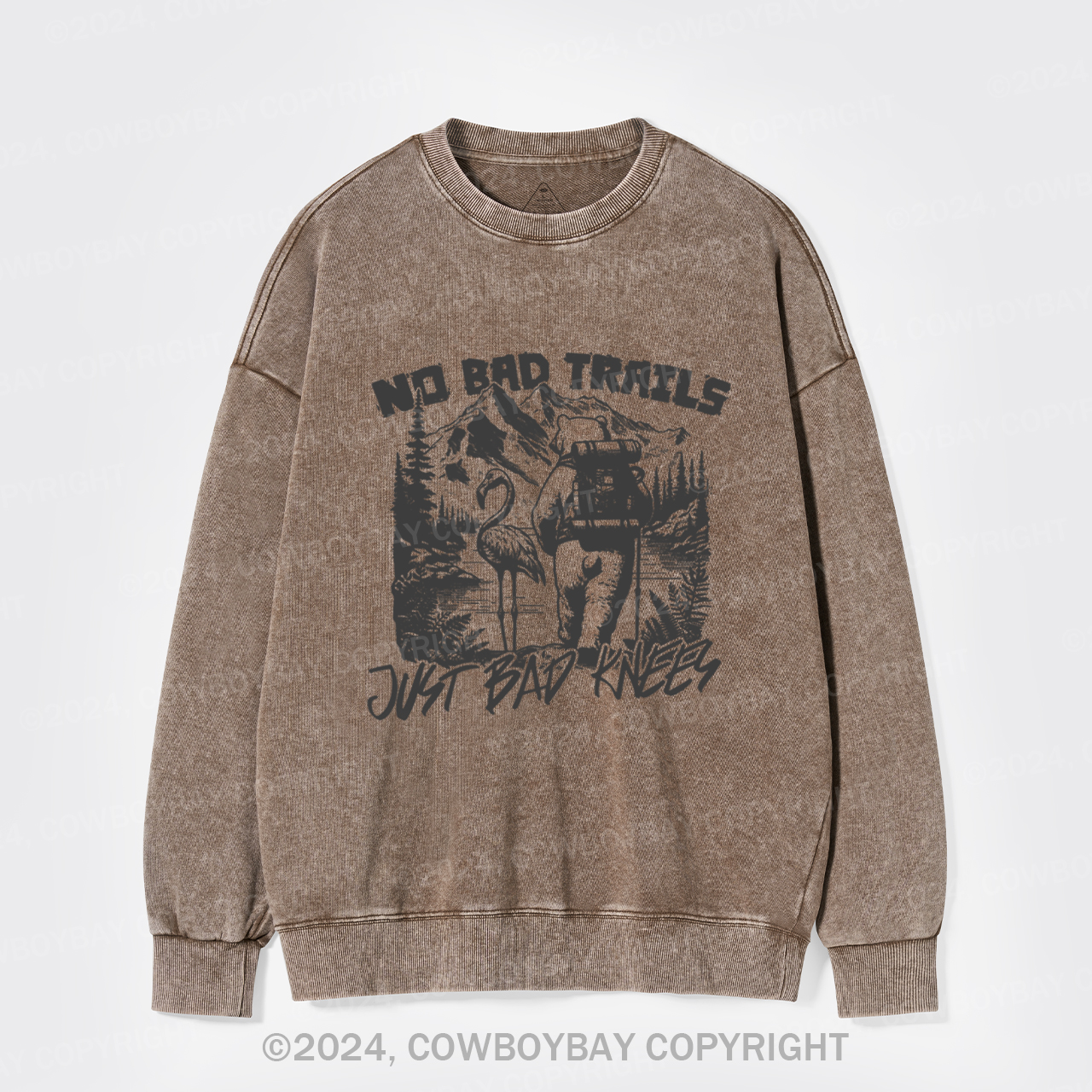 Nature Adventure No Bad Trails Just Bad Knees Washed Sweatshirts