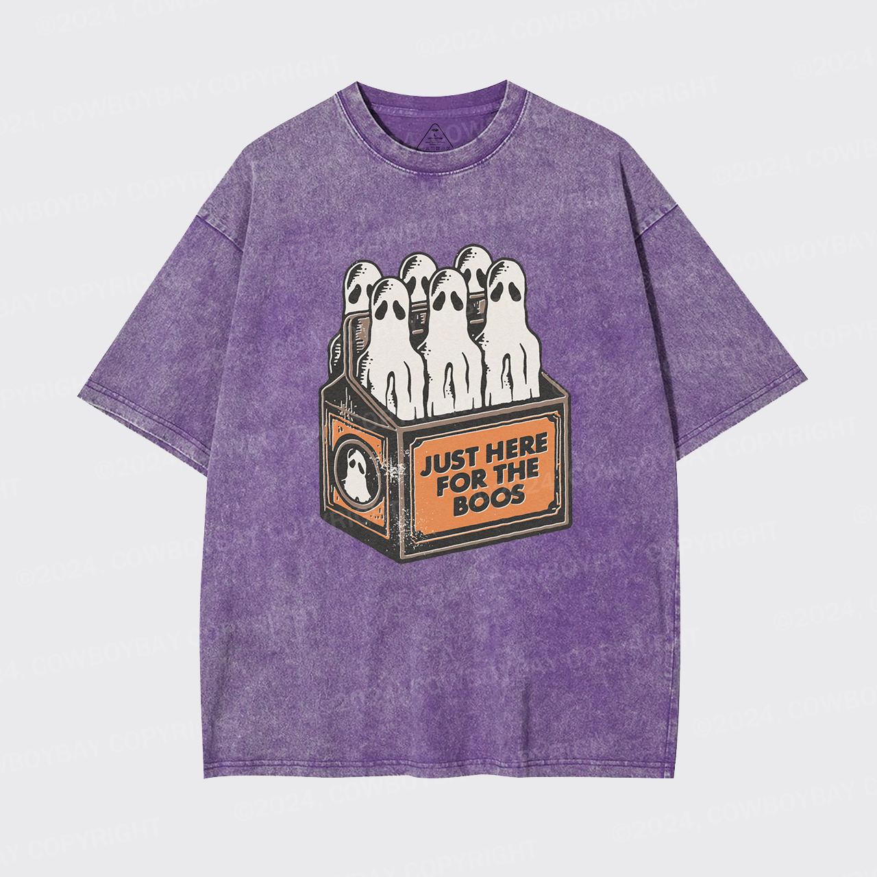 Here For The Boos 6 Pack Booze Ghost Beer Bottles Garment-dye Tees