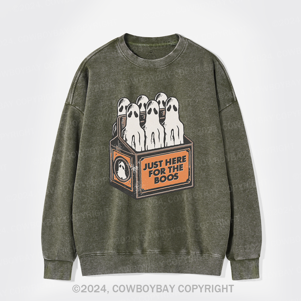 Here For The Boos 6 Pack Booze Ghost Beer Bottles Washed Sweatshirts