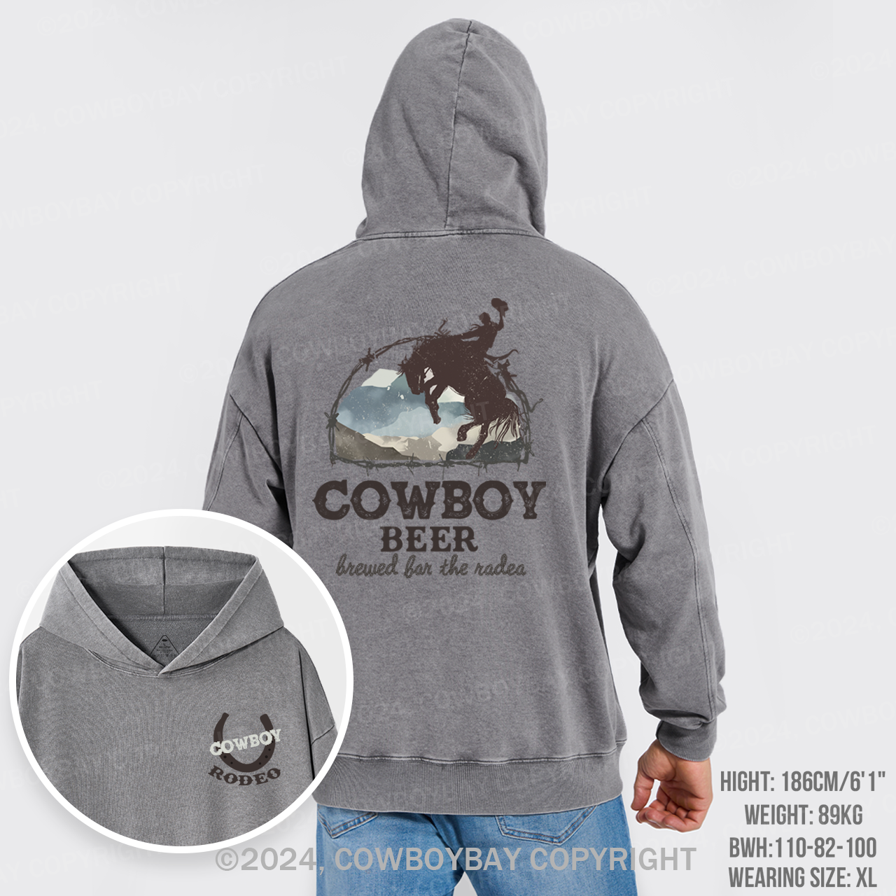 Beers Brewed for The Cowboy Rodeo Garment-Dye Hoodies