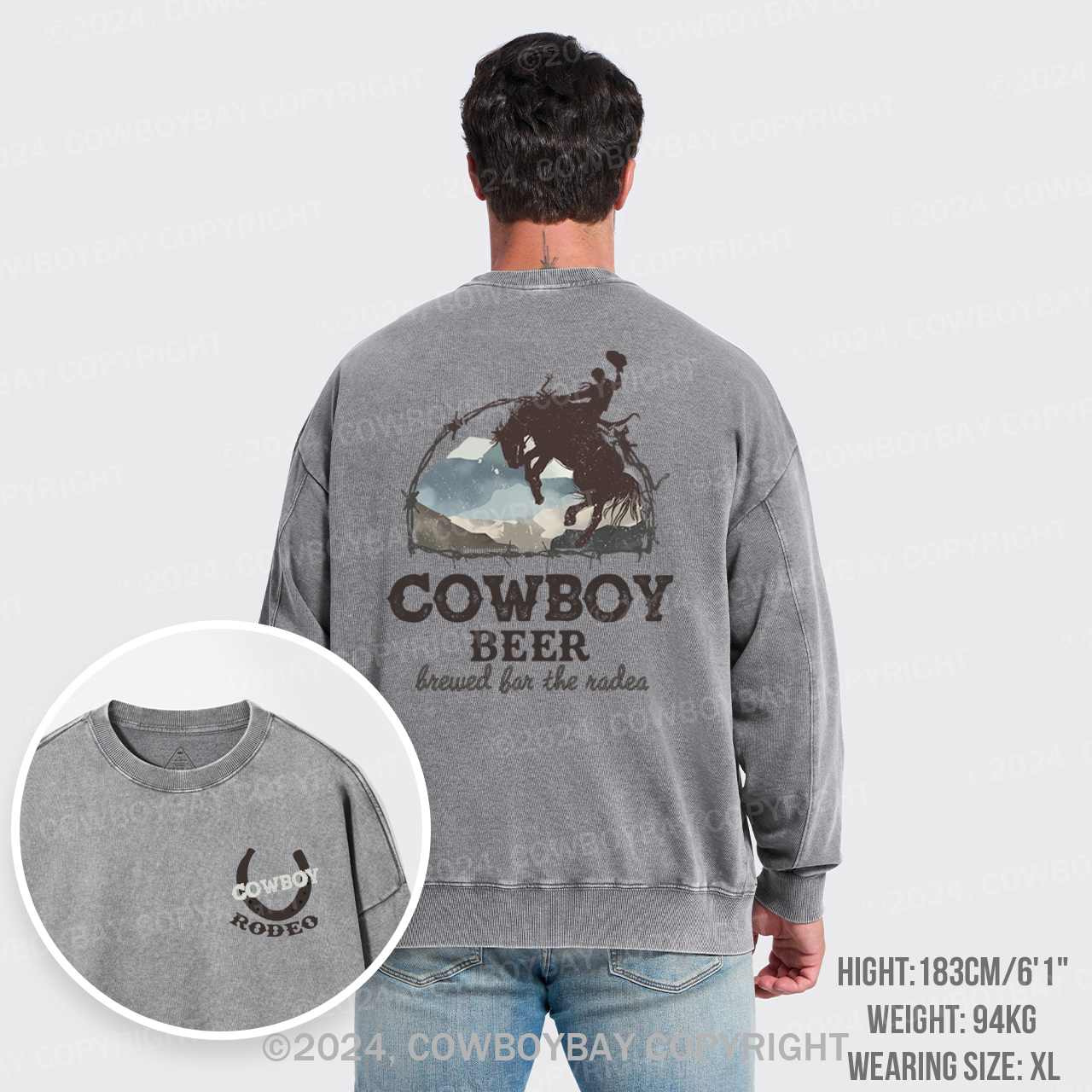 Beers Brewed for The Cowboy Rodeo Washed Sweatshirts