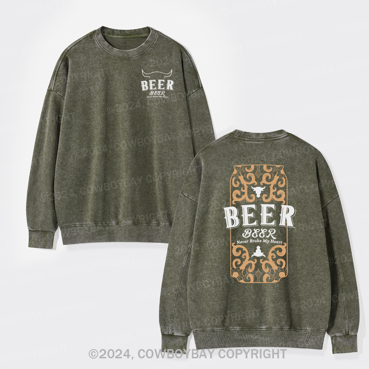 Bull's Head With Beer Washed Sweatshirts