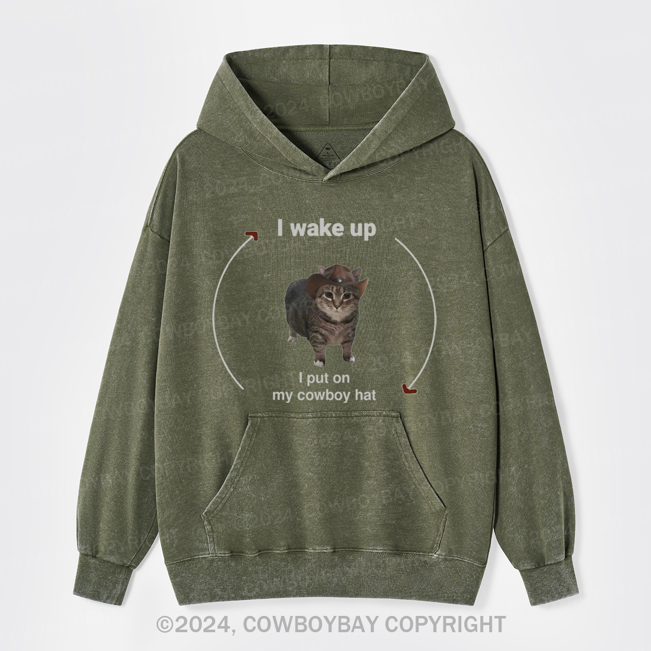 I Wake Up,I Put On My Cowboy Hat Garment-Dye Hoodies