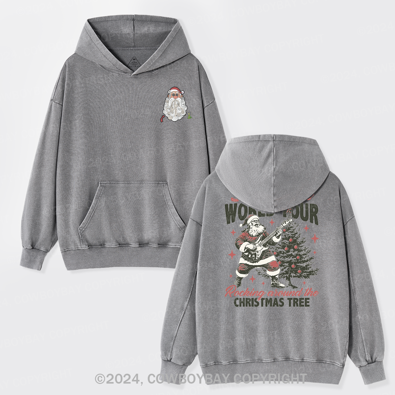 Retro Santa Claus Garment-Dye Hoodies