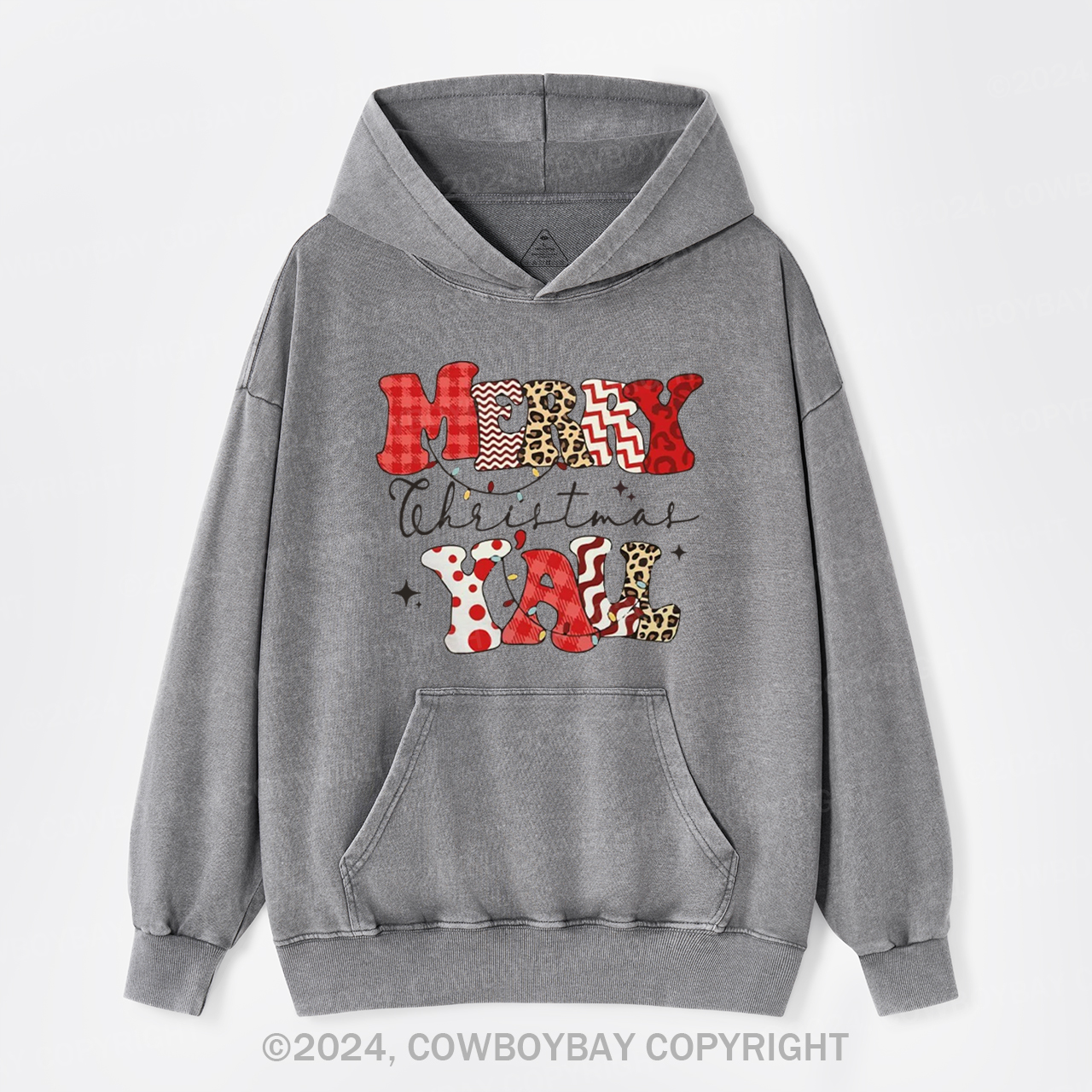 Merry Christmas Yall Garment-Dye Hoodies