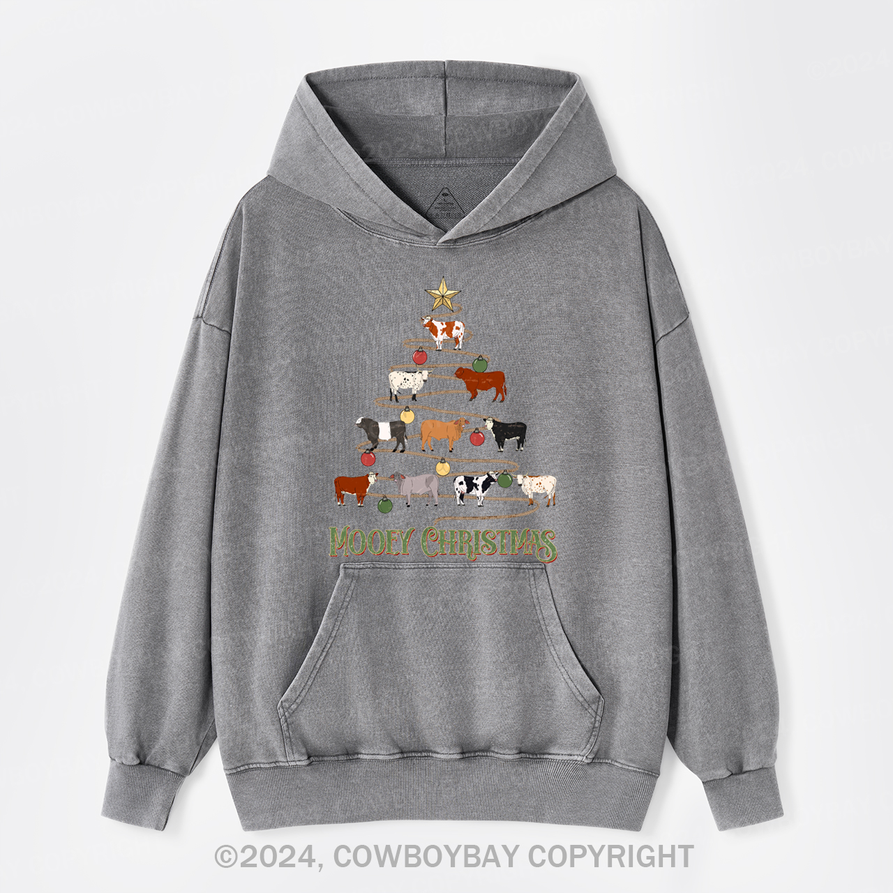 Mooey Christmas Garment-Dye Hoodies