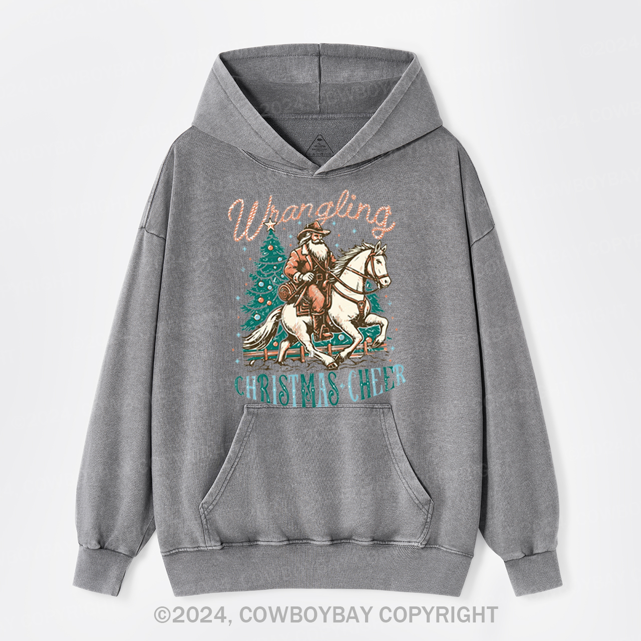 Western Christmas Santa Garment-Dye Hoodies
