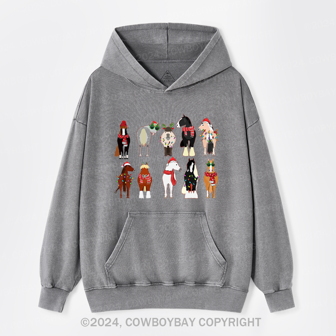 Christmas Farm Animals Garment-Dye Hoodies