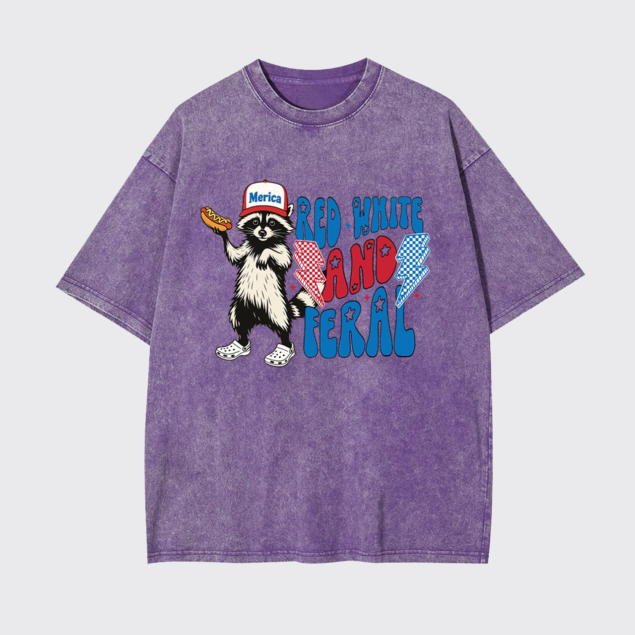 4th Of July-Red White And Feral Garment-dye Tees