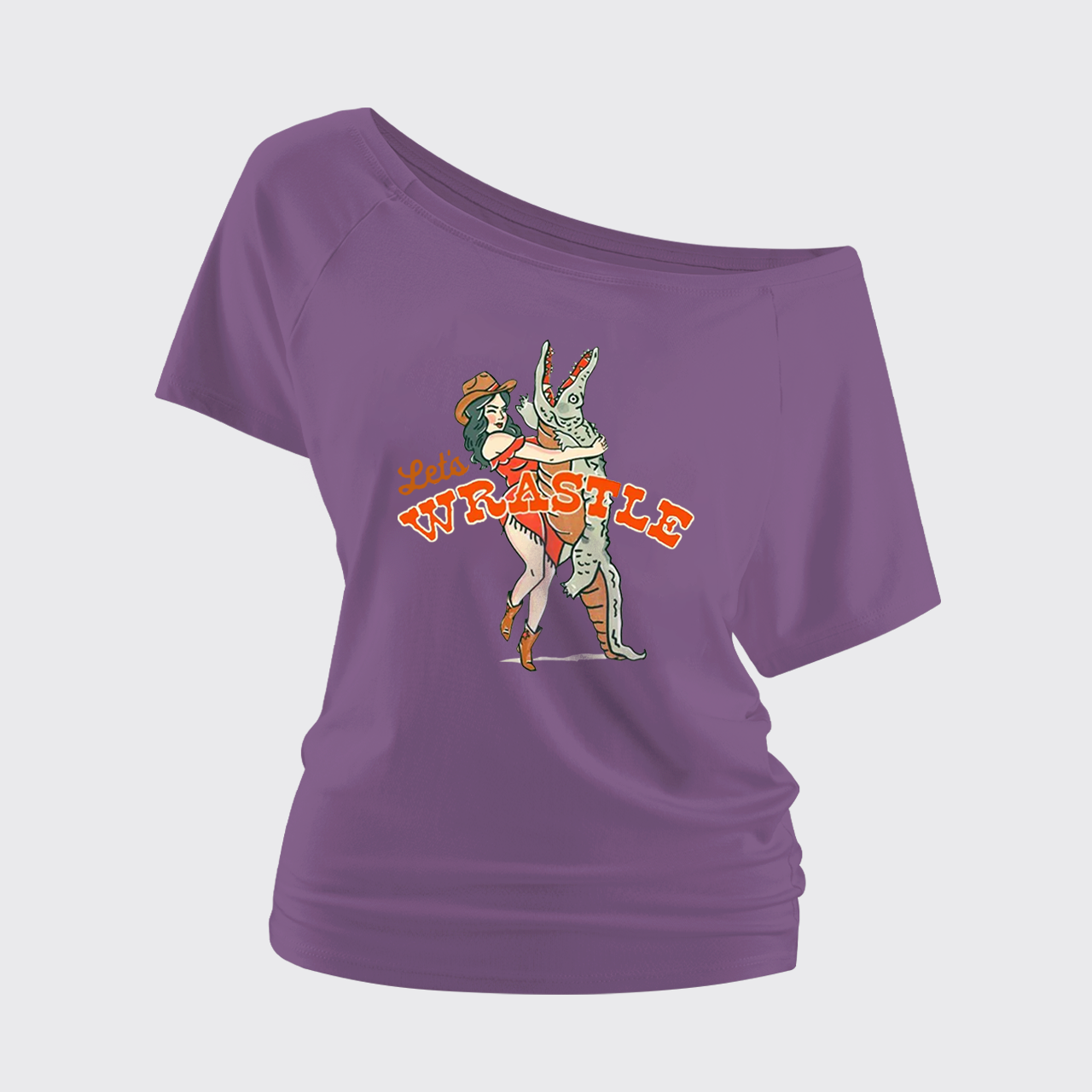 Let's Wrastle Cowgirl Power Off Shoulder Top