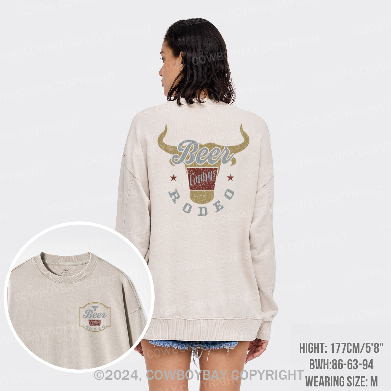 New Beer Rodeo Cowboys Washed Sweatshirts