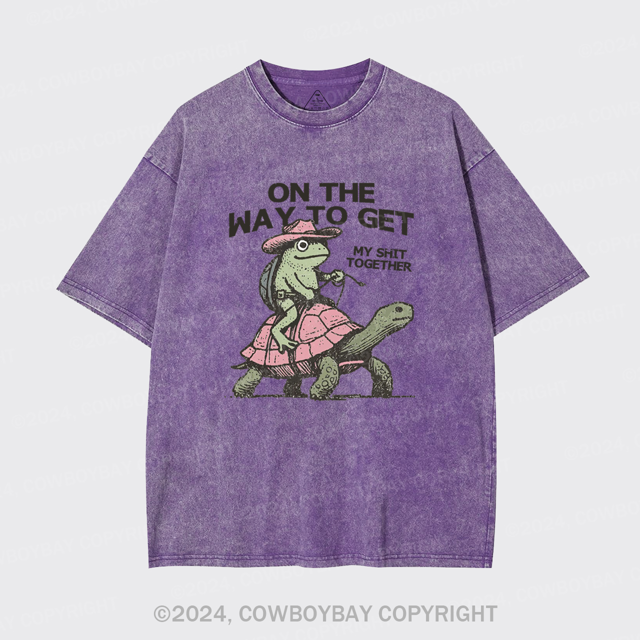 Cowboy Frog On Turtle Garment-dye Tees