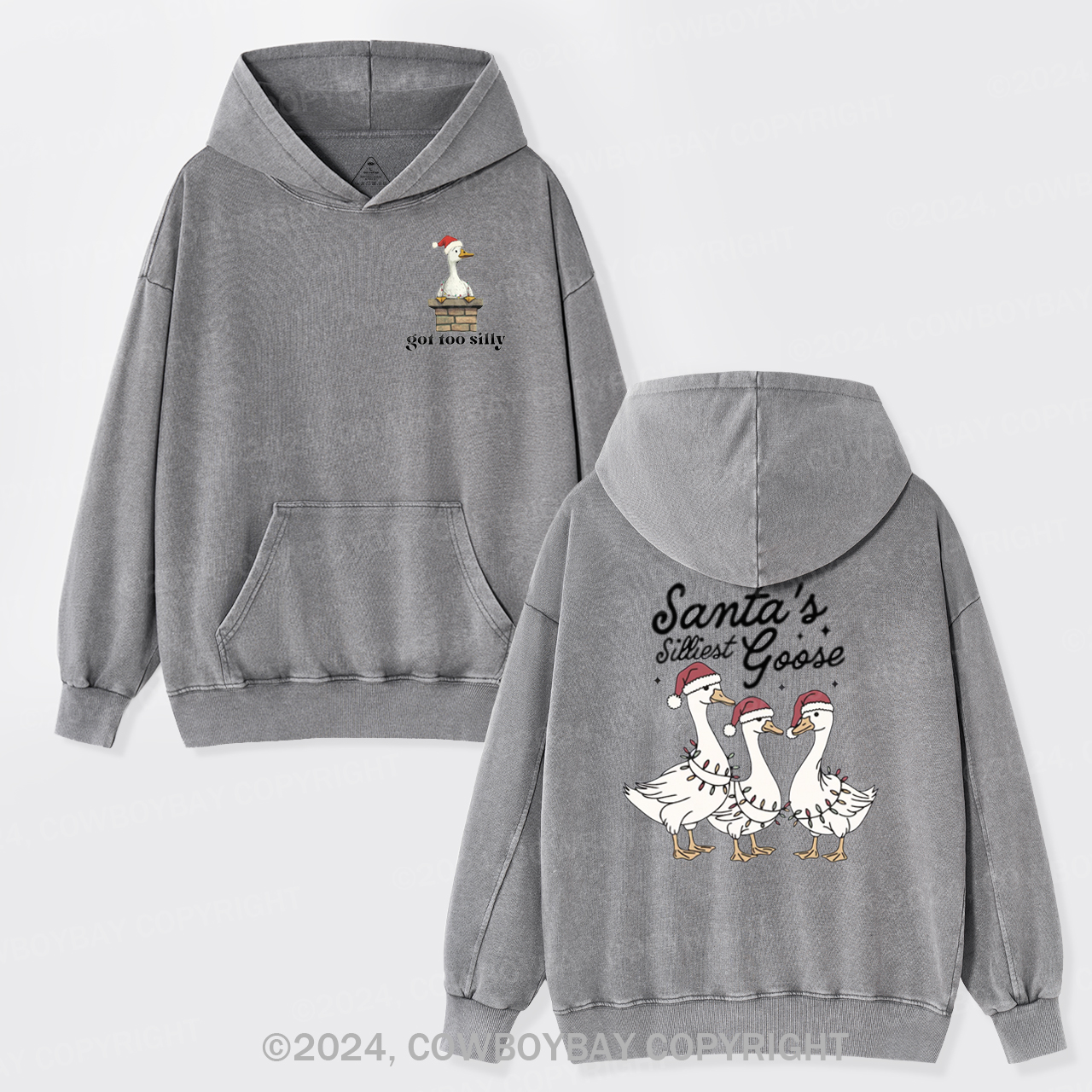 Santa's Silliest Goose Garment-Dye Hoodies