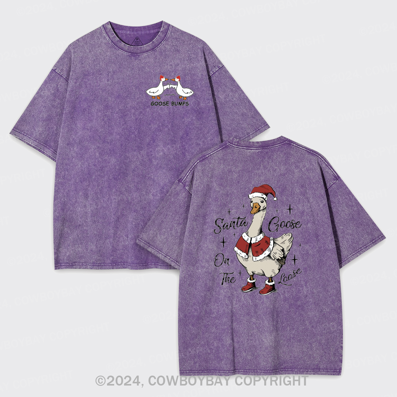 Santa Goose On The Loose Garment-dye Tees