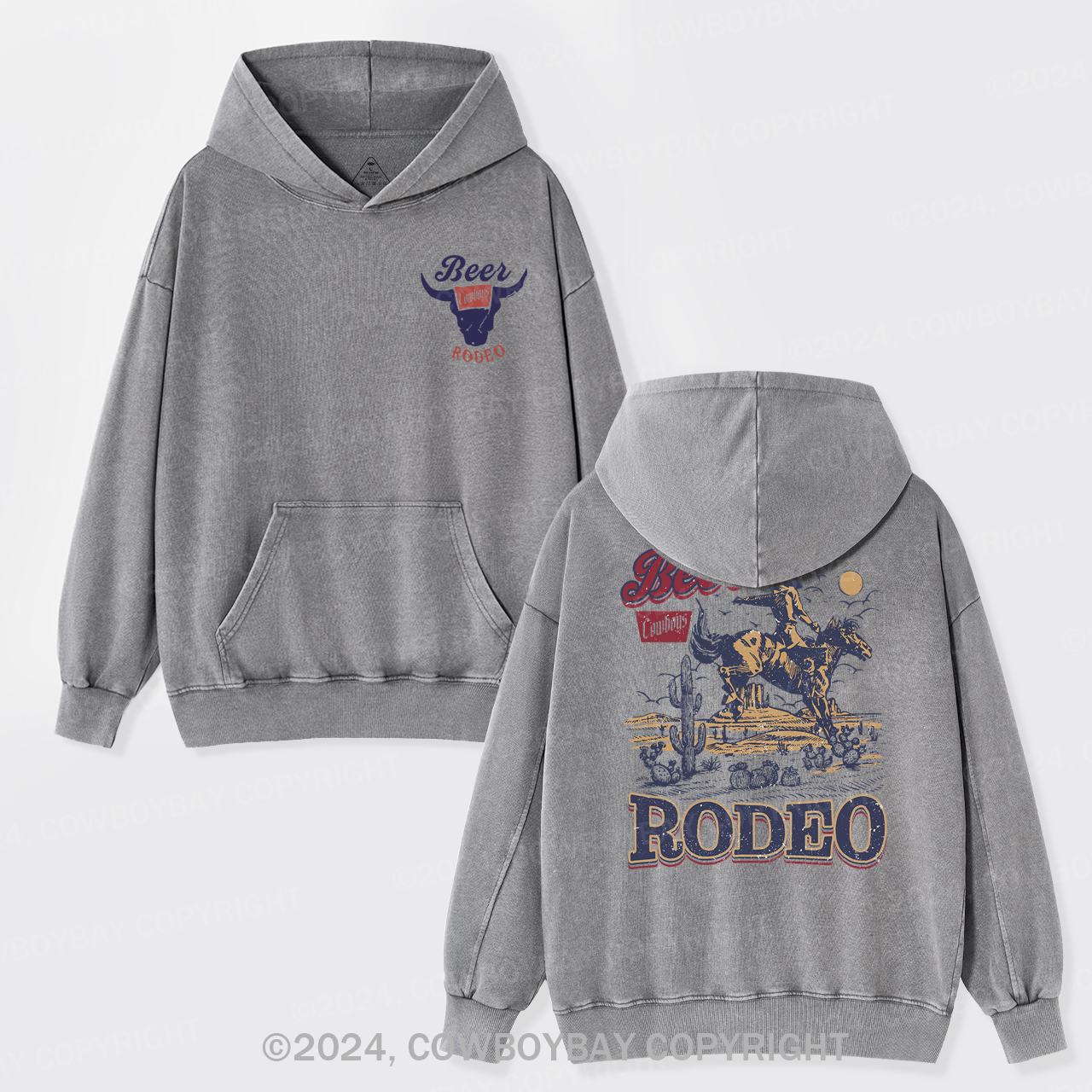 Beer Vintage Vibe Cowboy Garment-Dye Hoodies