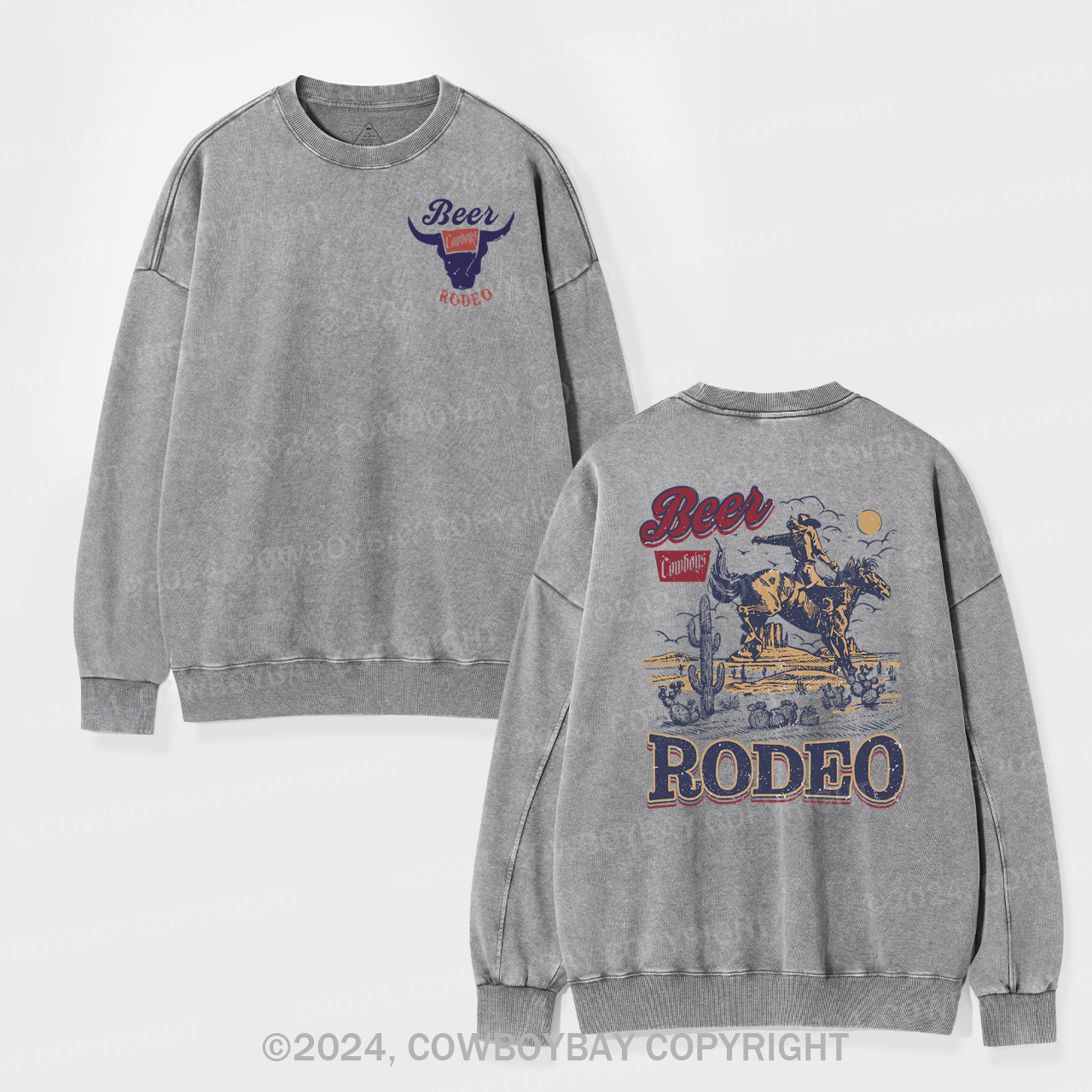 Beer Vintage Vibe Cowboy Washed Sweatshirts