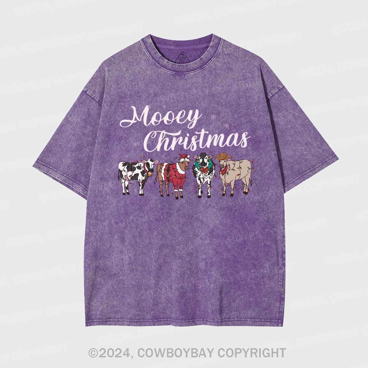 Farm Christmas Cow Garment-dye Tees